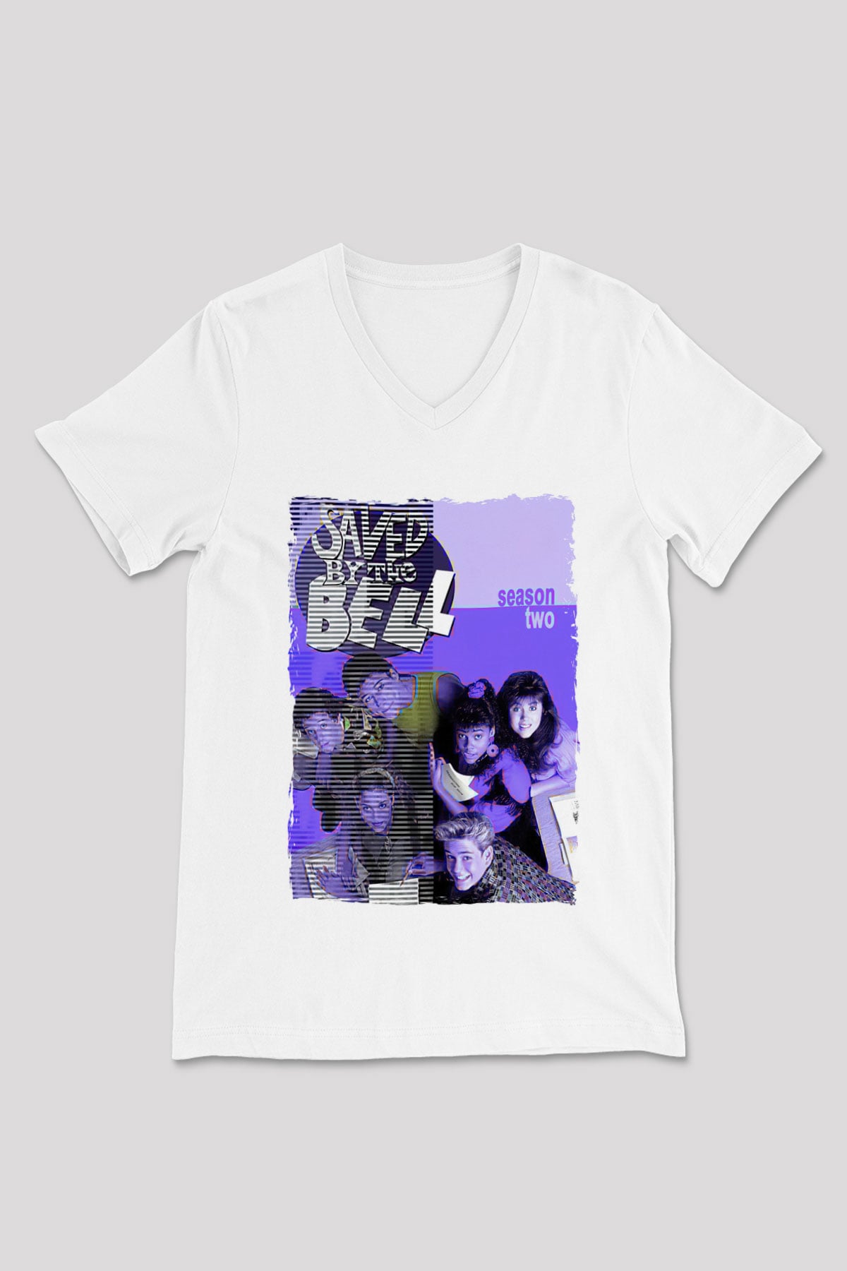 Saved by the Bell Beyaz Unisex V Yaka Tişört