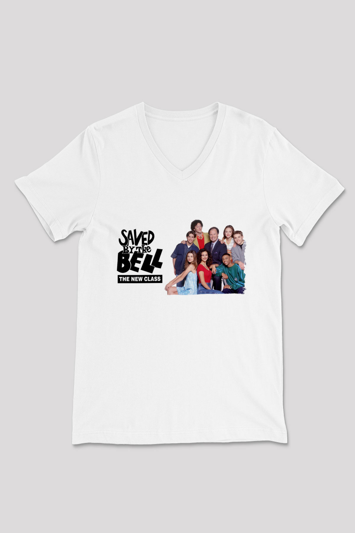 Saved by the Bell Beyaz Unisex V Yaka Tişört