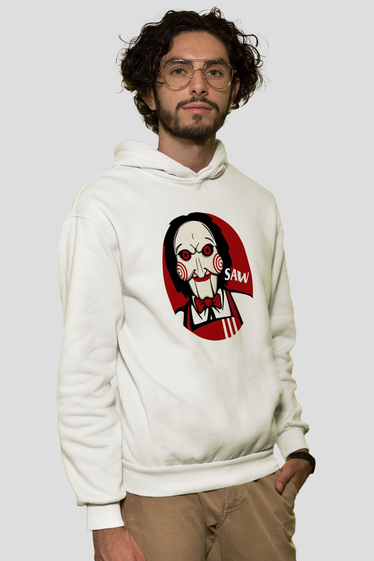 Saw Beyaz Unisex Hoodie