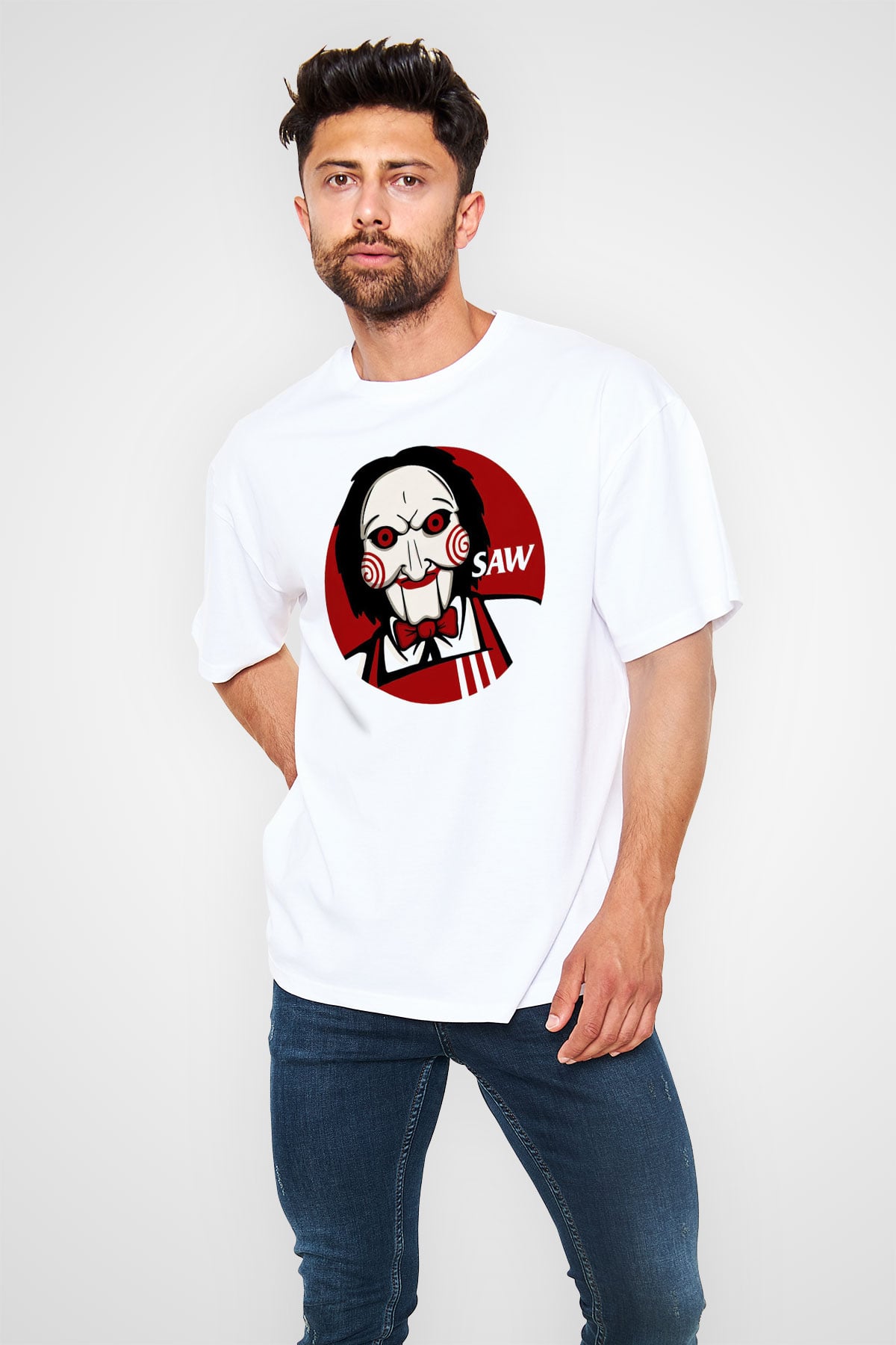 Saw Beyaz Unisex Tişört T-Shirt