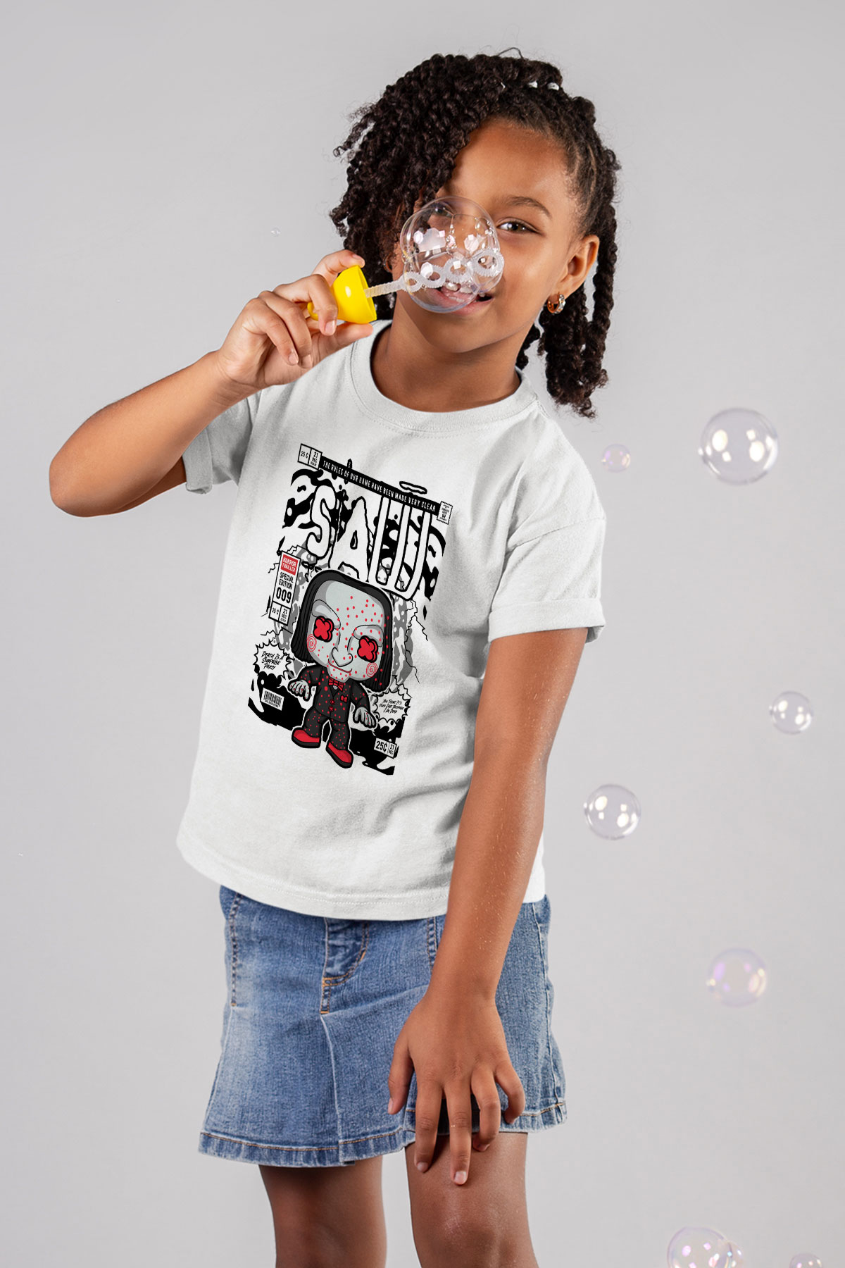 SAW - Billy Baskılı Unisex Beyaz Çocuk Tişört
