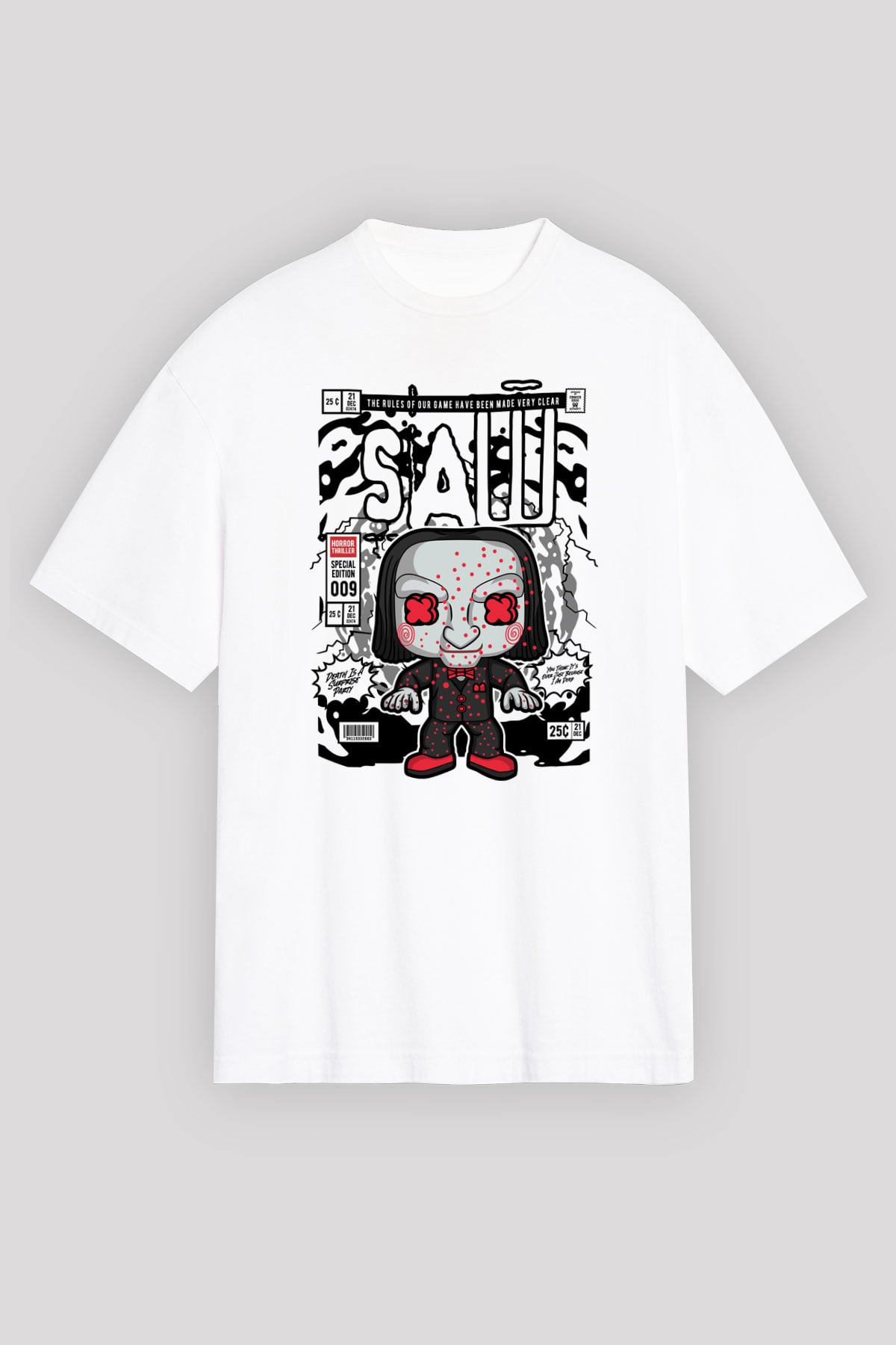 SAW - Billy Baskılı Unisex Beyaz Oversize Tişört