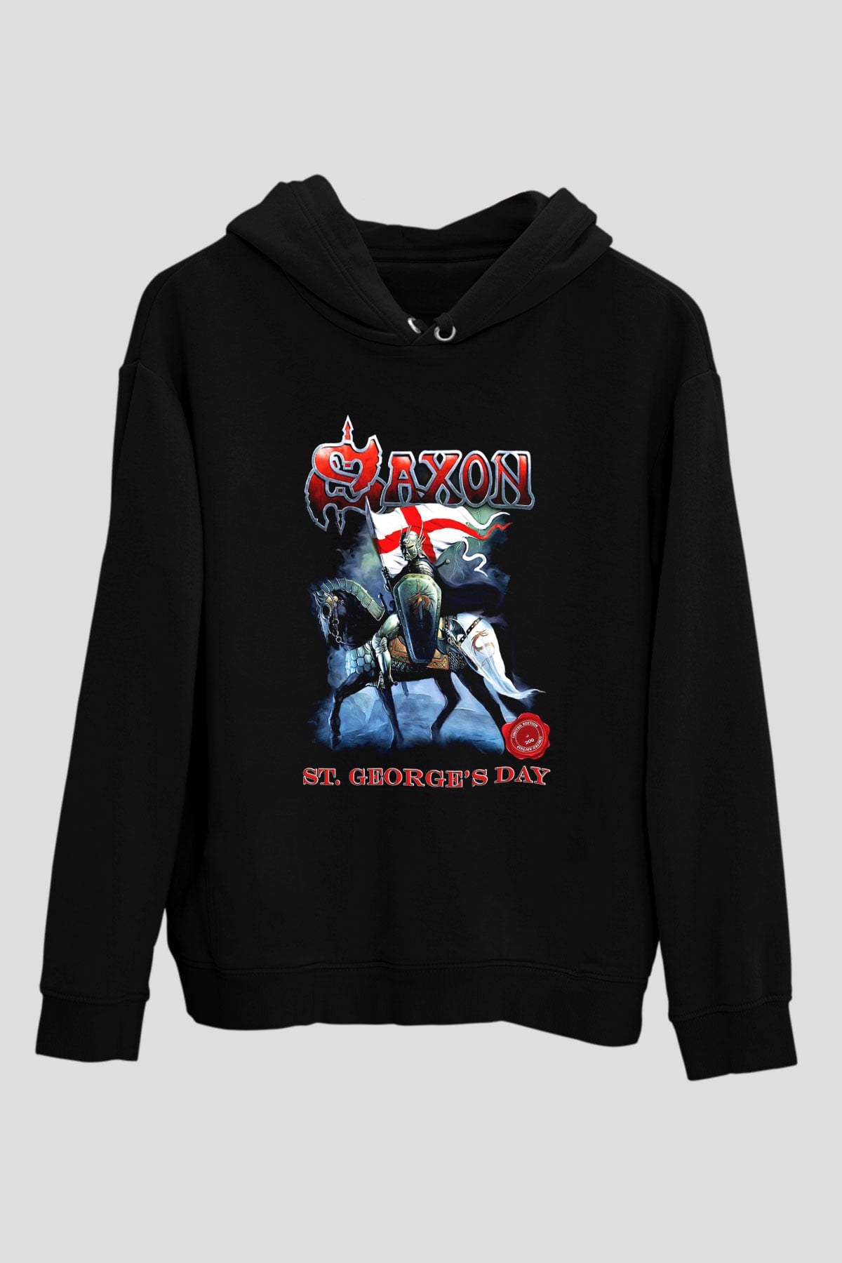 Saxon Siyah Unisex Kapşonlu Sweatshirt