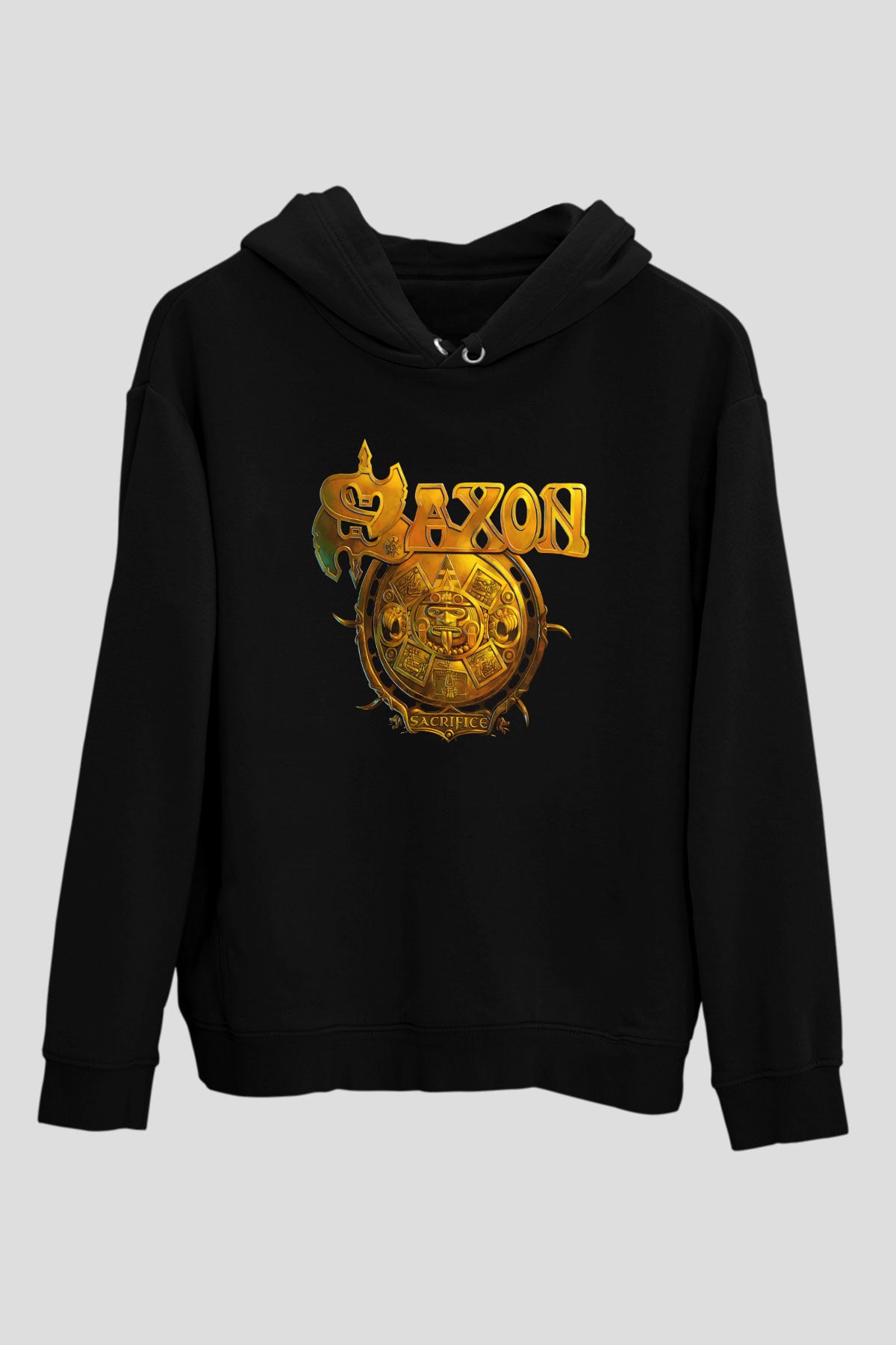 Saxon Siyah Unisex Kapşonlu Sweatshirt