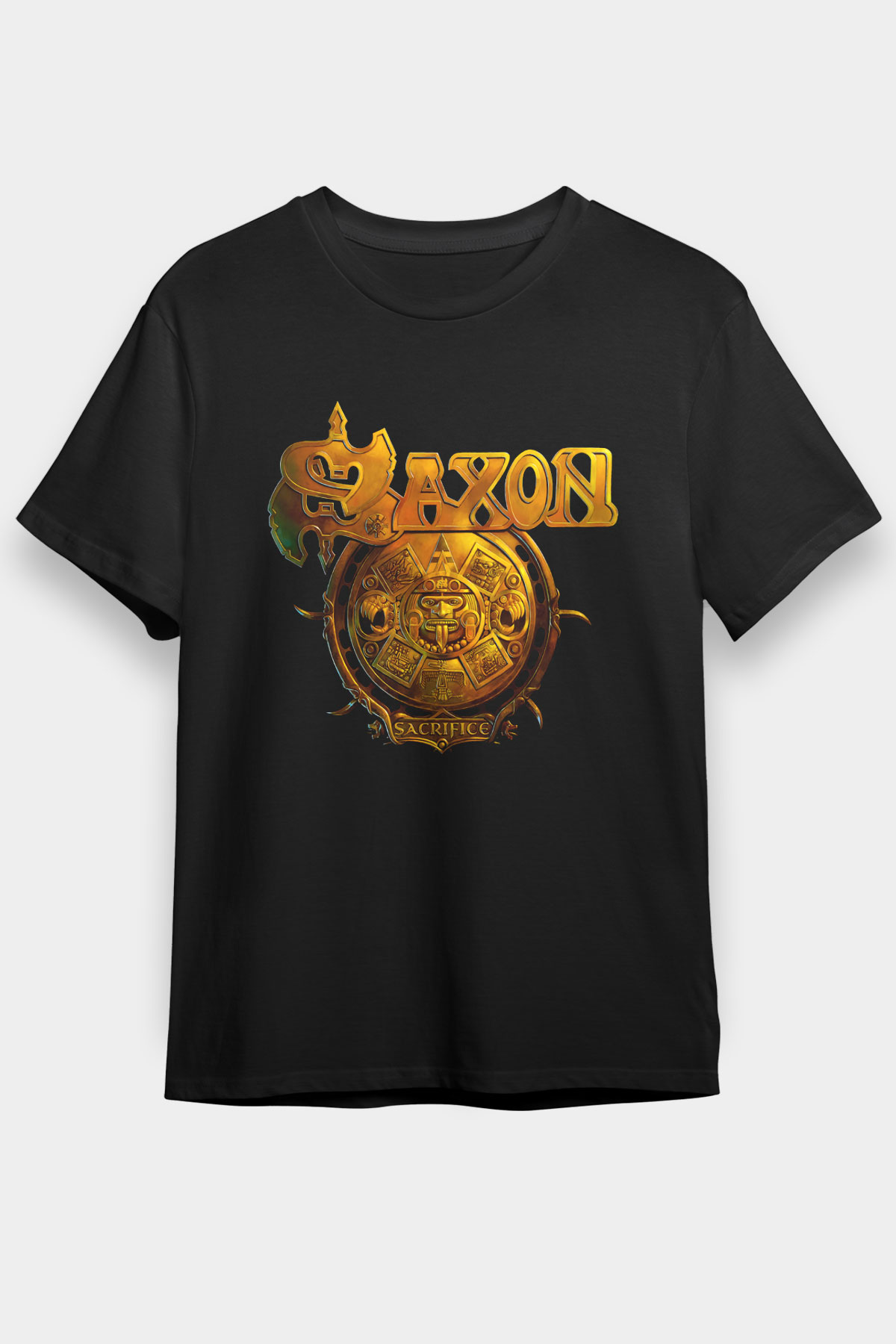 Saxon Siyah Unisex Tişört T-Shirt - TişörtFabrikası