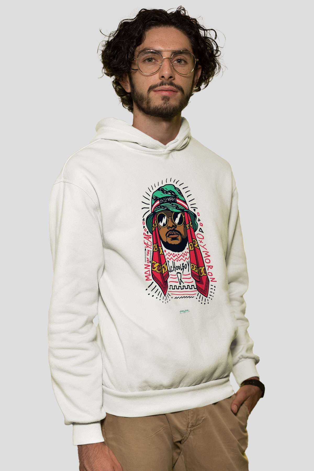 Schoolboy Q Beyaz Unisex Kapşonlu Sweatshirt