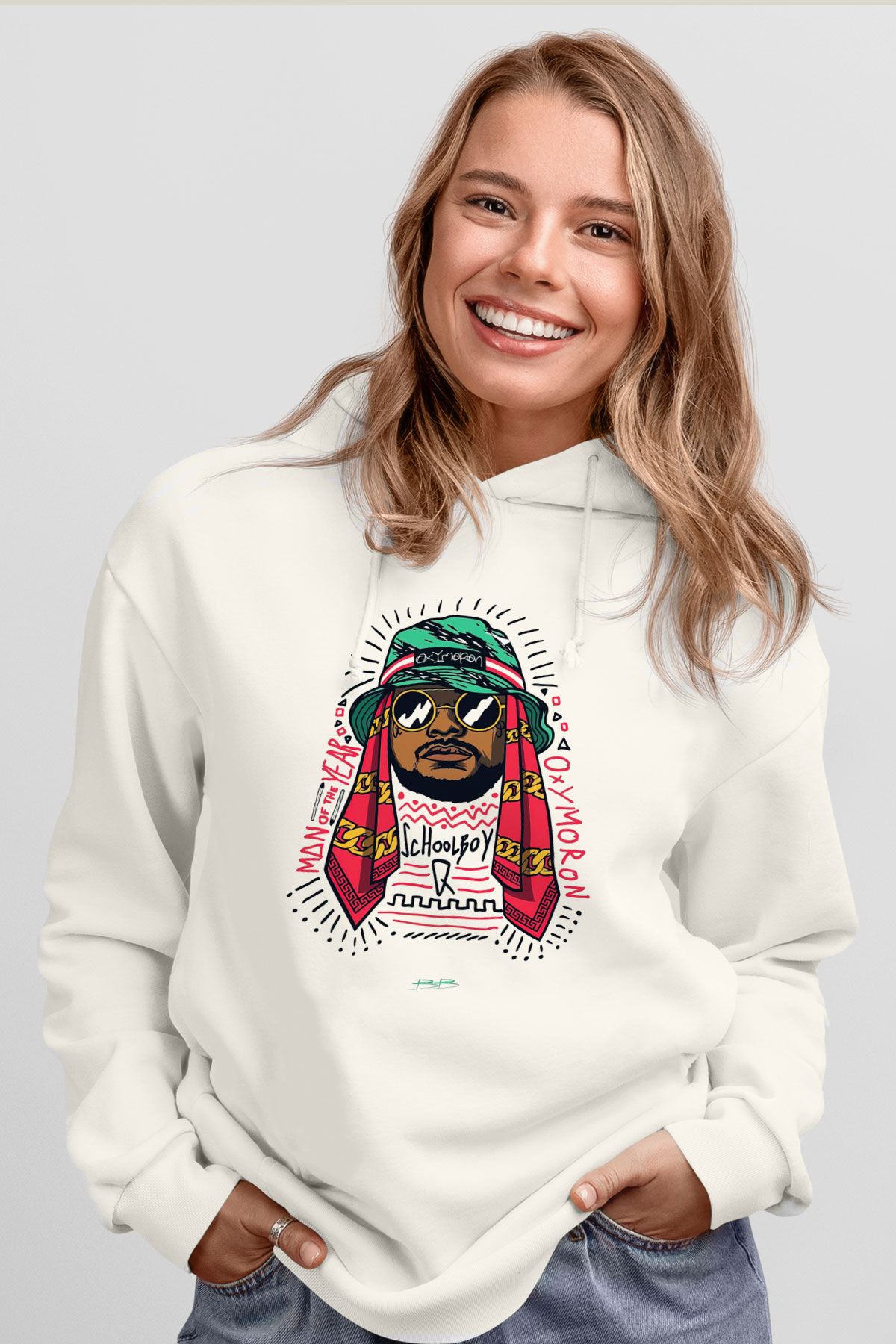 Schoolboy Q Beyaz Unisex Kapşonlu Sweatshirt