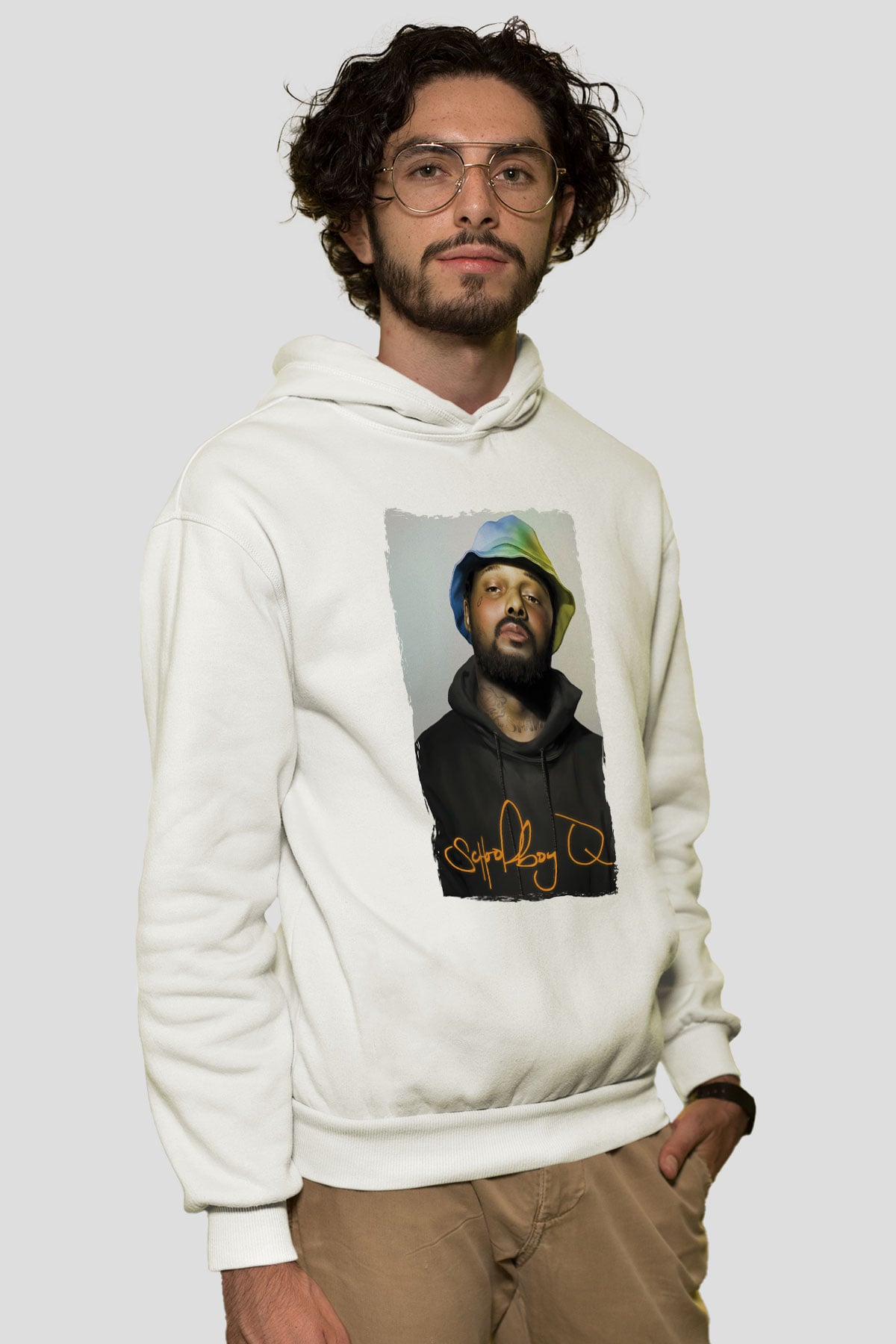 Schoolboy Q Beyaz Unisex Kapüşonlu Sweatshirt