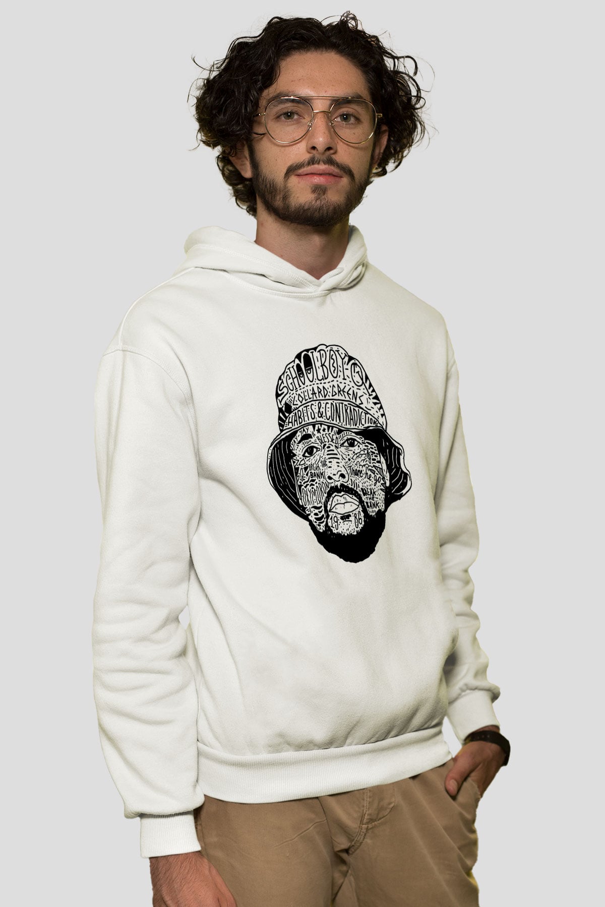 Schoolboy Q Beyaz Unisex Kapüşonlu Sweatshirt