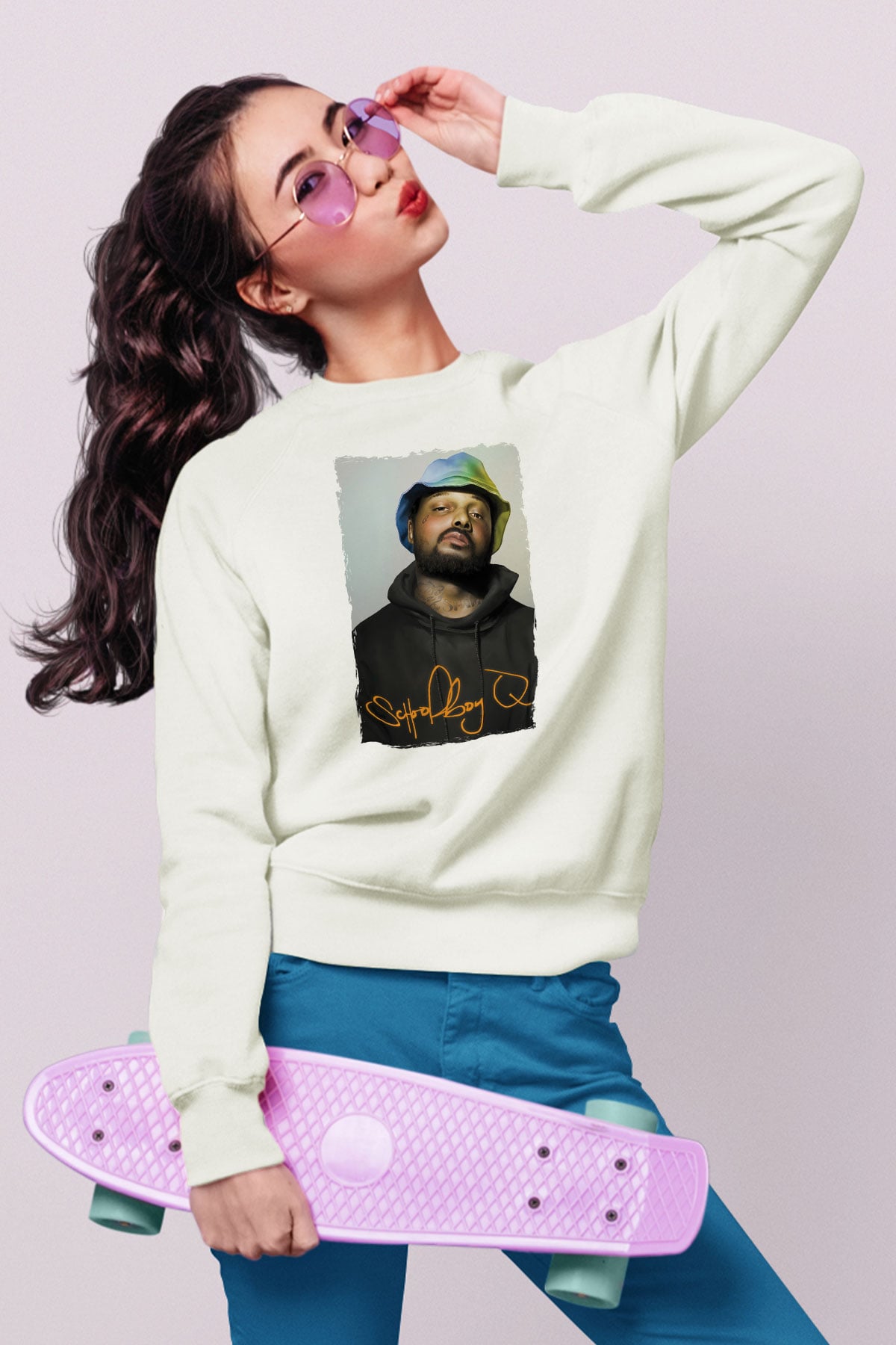 Schoolboy Q Beyaz Unisex Sweatshirt