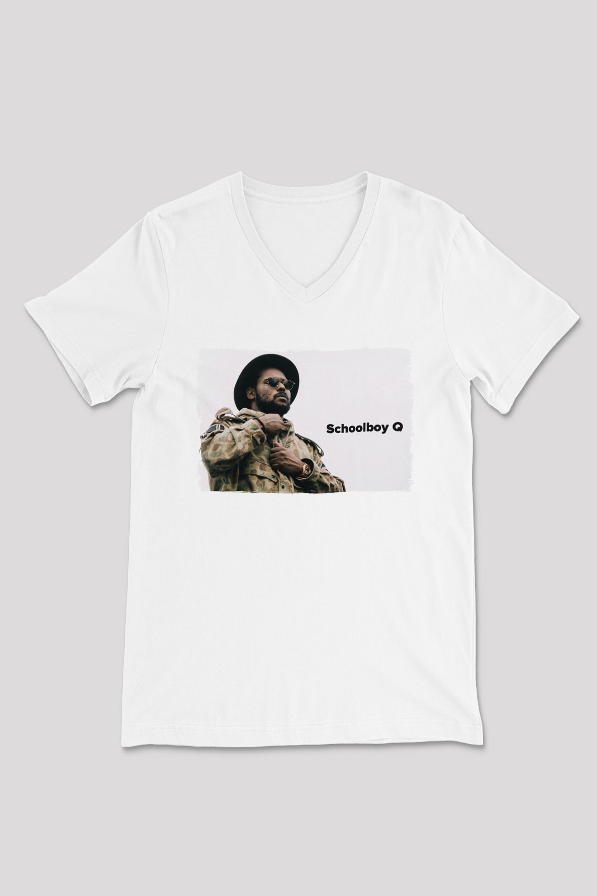 Schoolboy Q Beyaz Unisex V Yaka Tişört