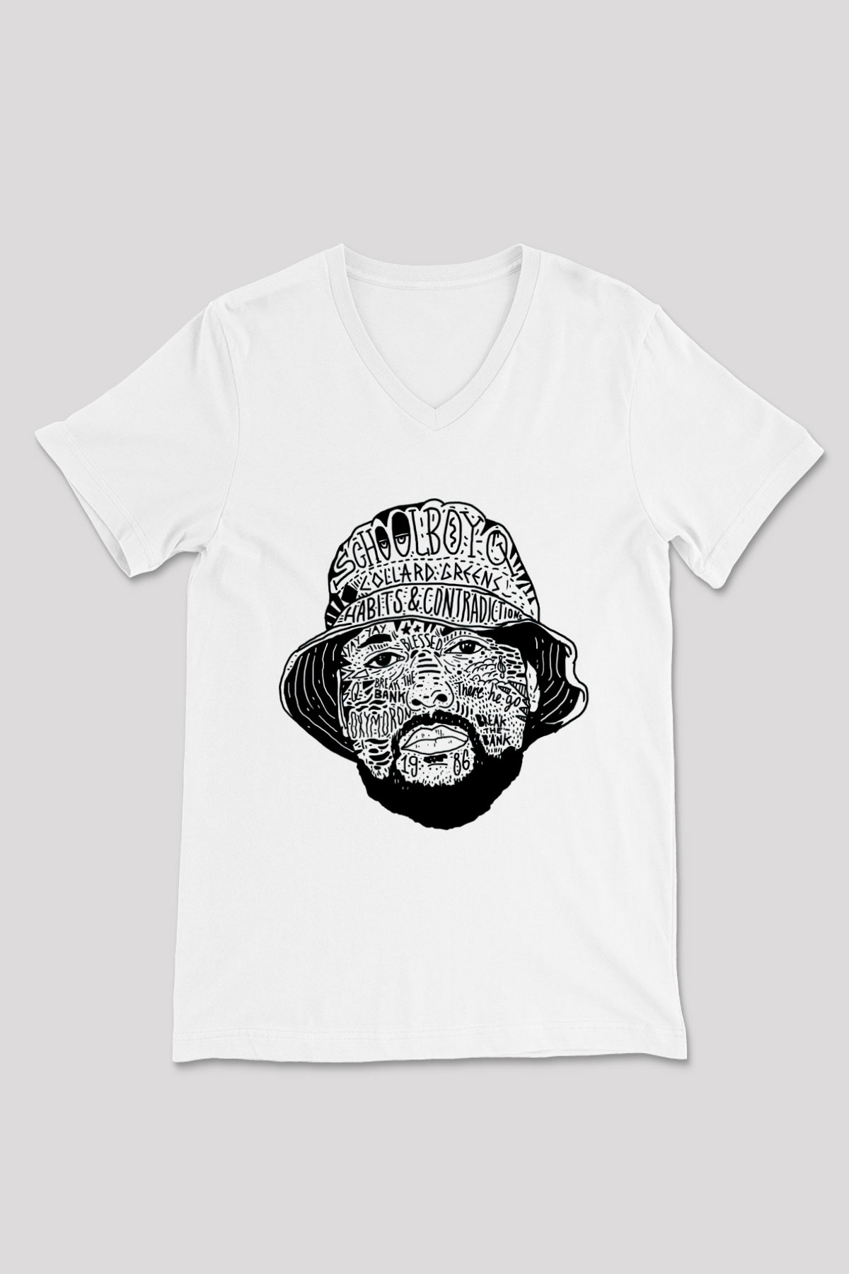 Schoolboy Q Beyaz Unisex V Yaka Tişört