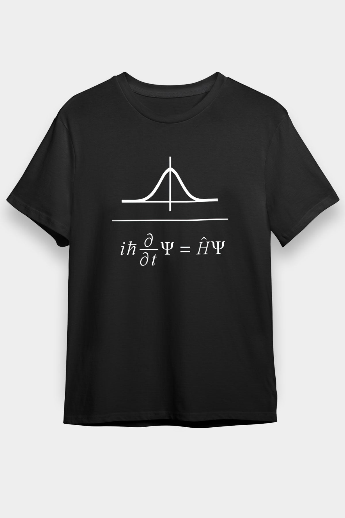 Schrödinger Dalga Denklemi Baskılı Unisex Siyah Tişört - Tshirt