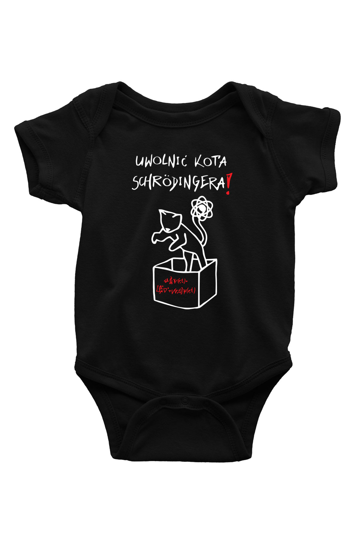 Schrödingerin Kedisi  Baskılı Unisex Siyah Bebek Body - Zıbın