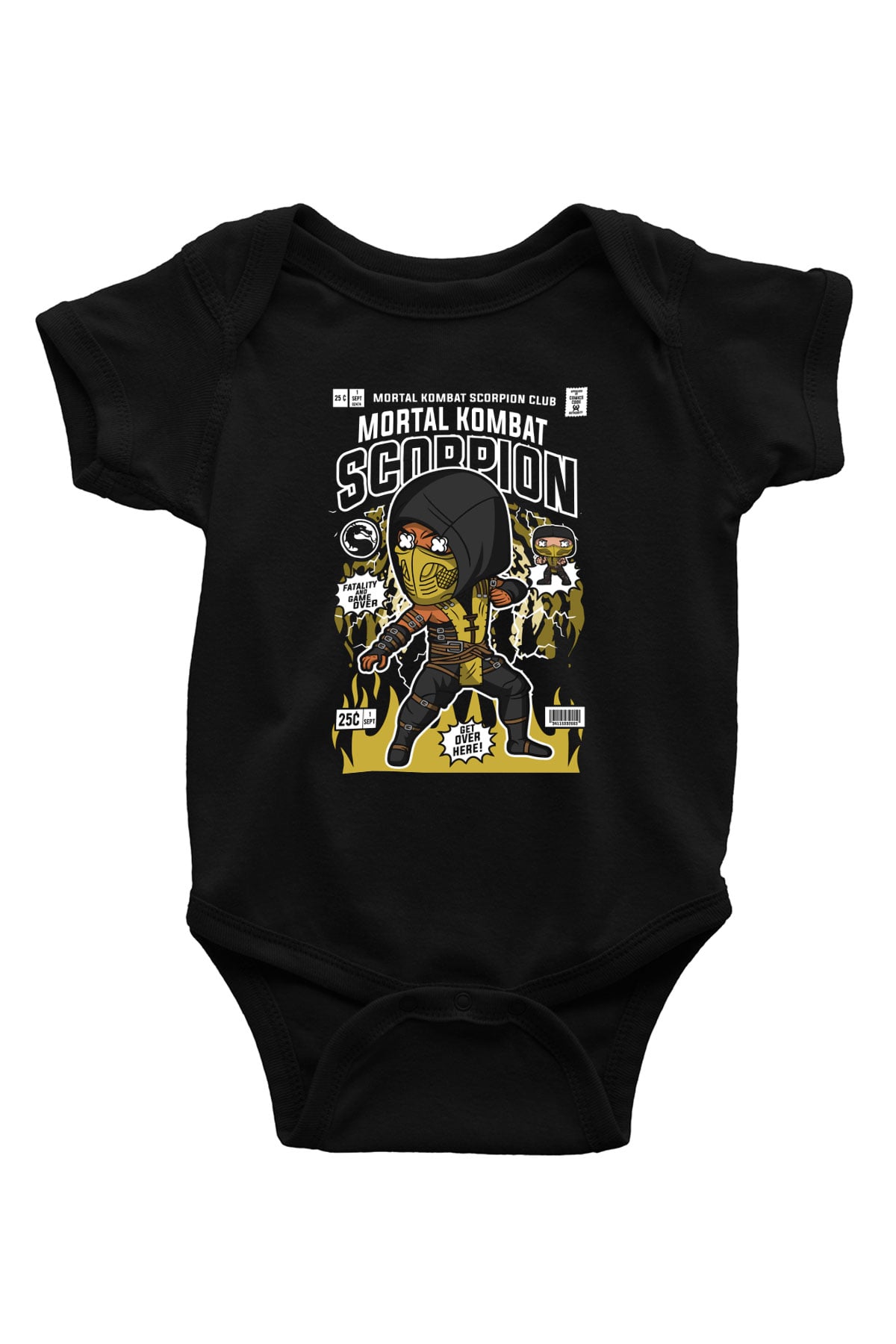 Scorpion Baskılı Unisex Siyah Bebek Body - Zıbın