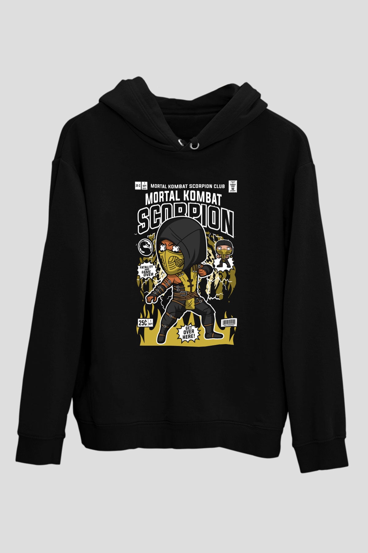 Scorpion Baskılı Unisex Siyah Hoodie