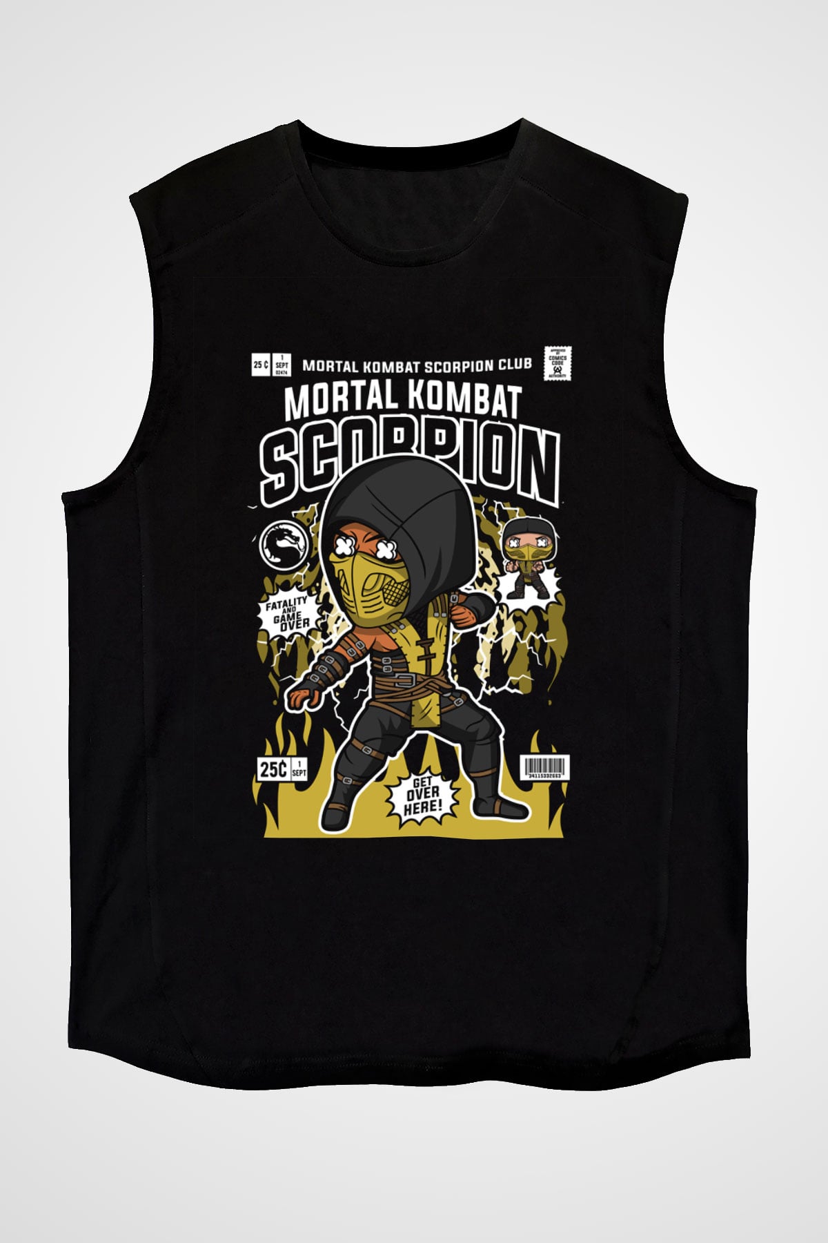 Scorpion Baskılı Unisex Siyah Kolsuz Tişört