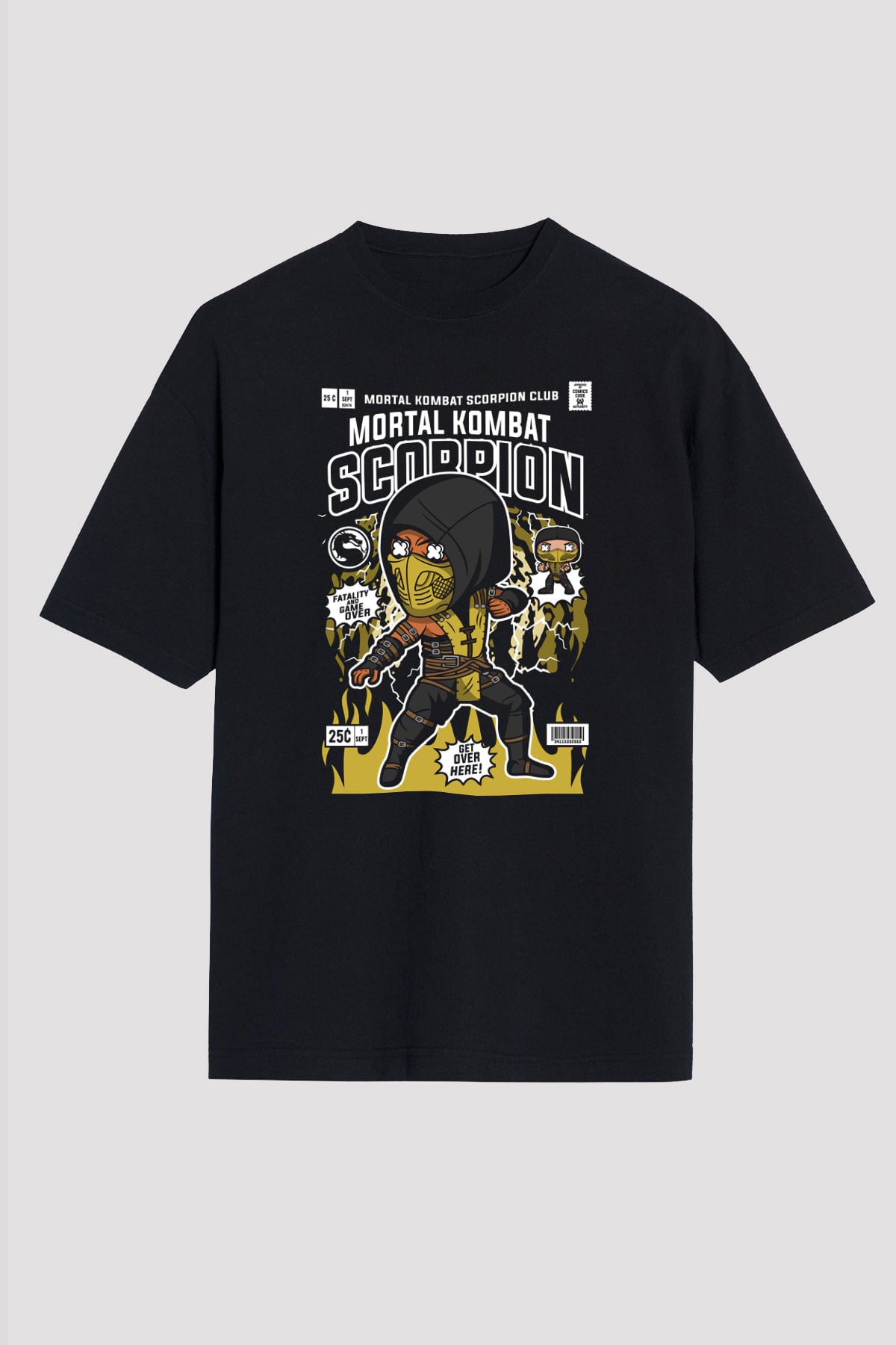Scorpion Baskılı Unisex Siyah Oversize Tişört