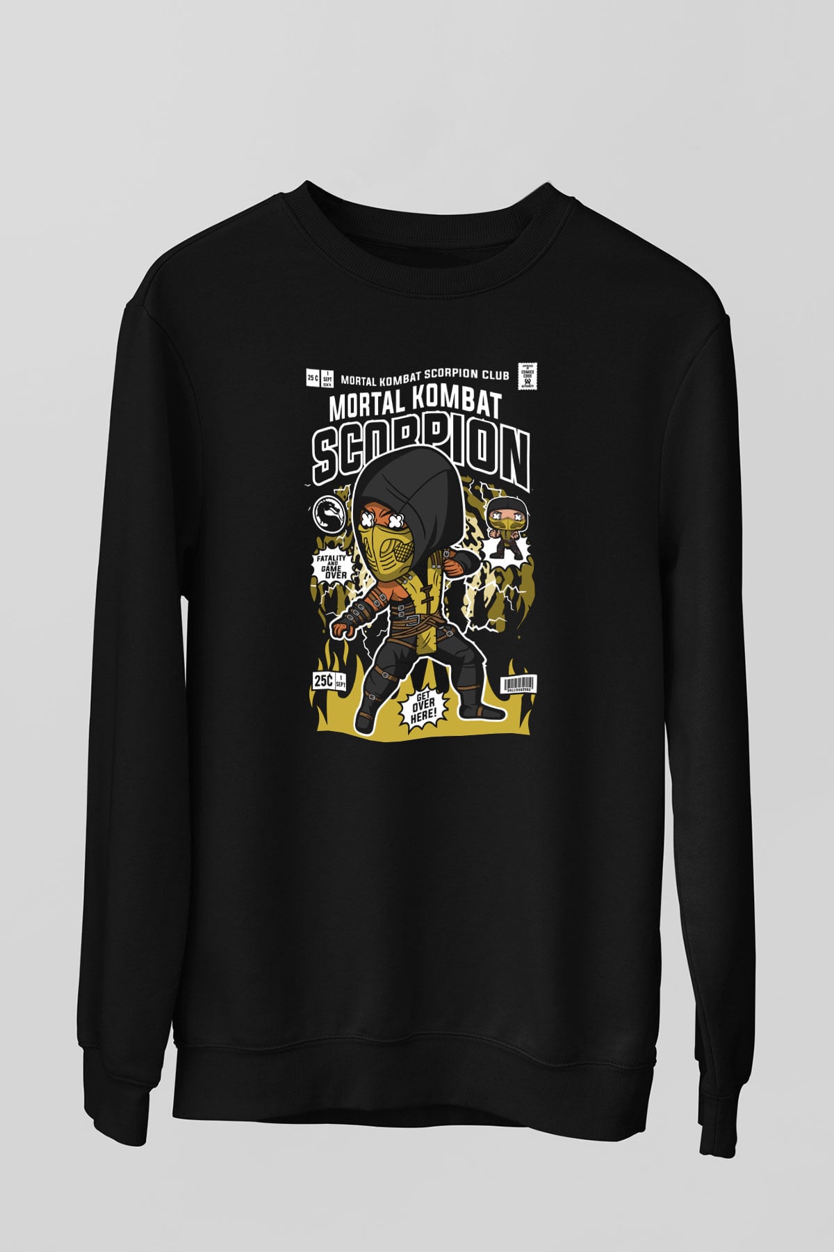 Scorpion Baskılı Unisex Siyah Sweatshirt