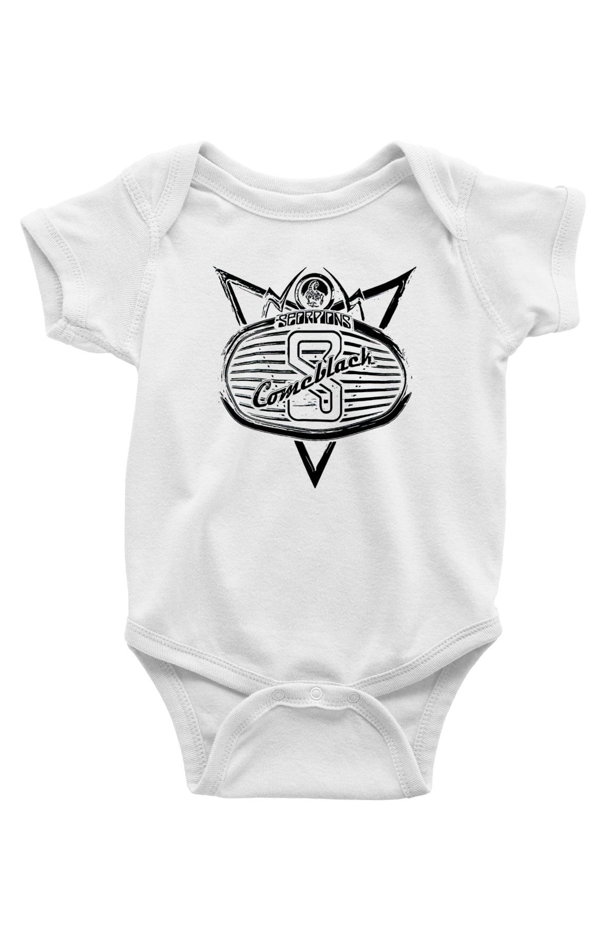 Scorpions Baskılı Beyaz Unisex Bebek Body - Zıbın