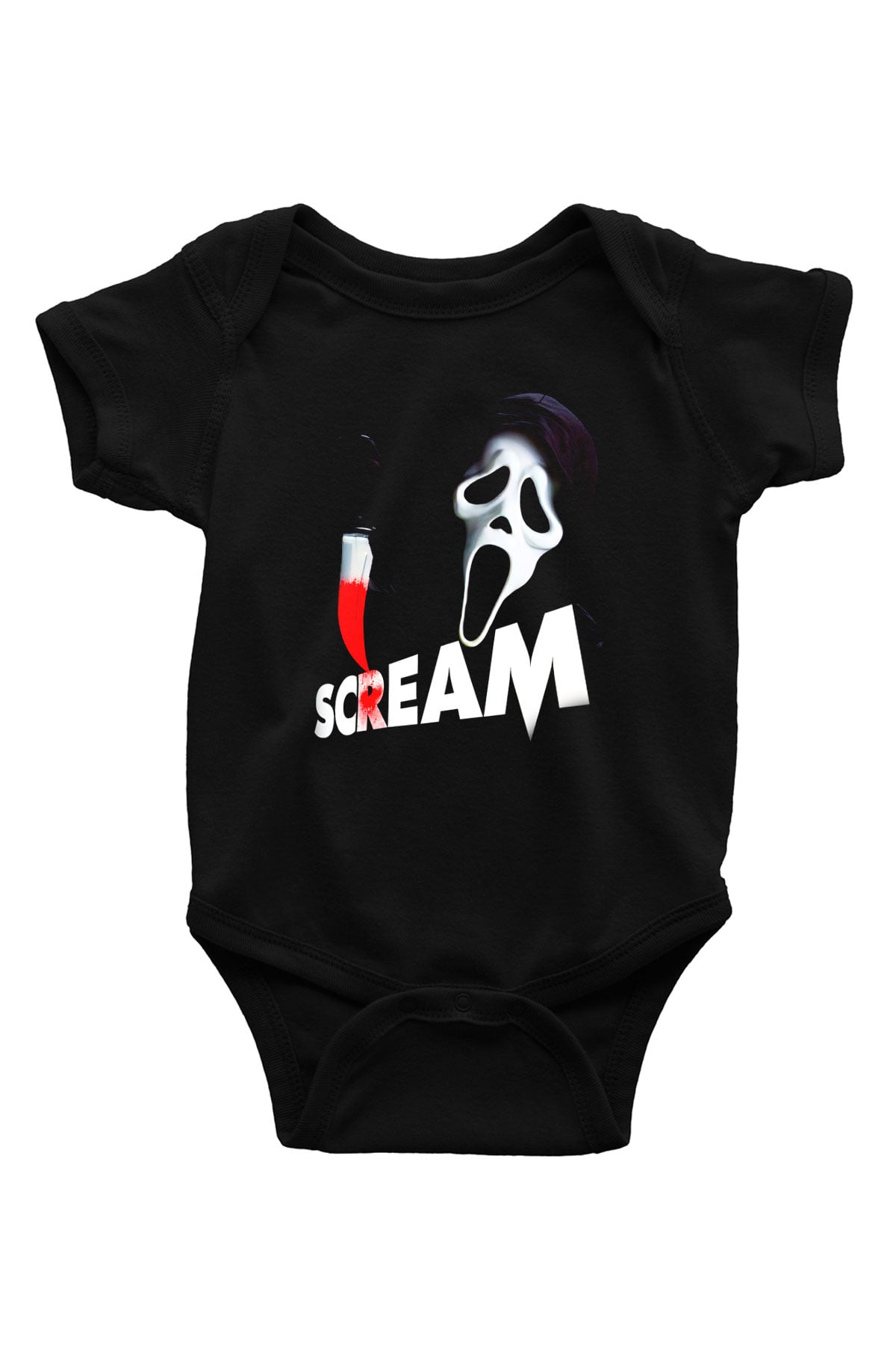Scream Baskılı Siyah Bebek Body - Zıbın