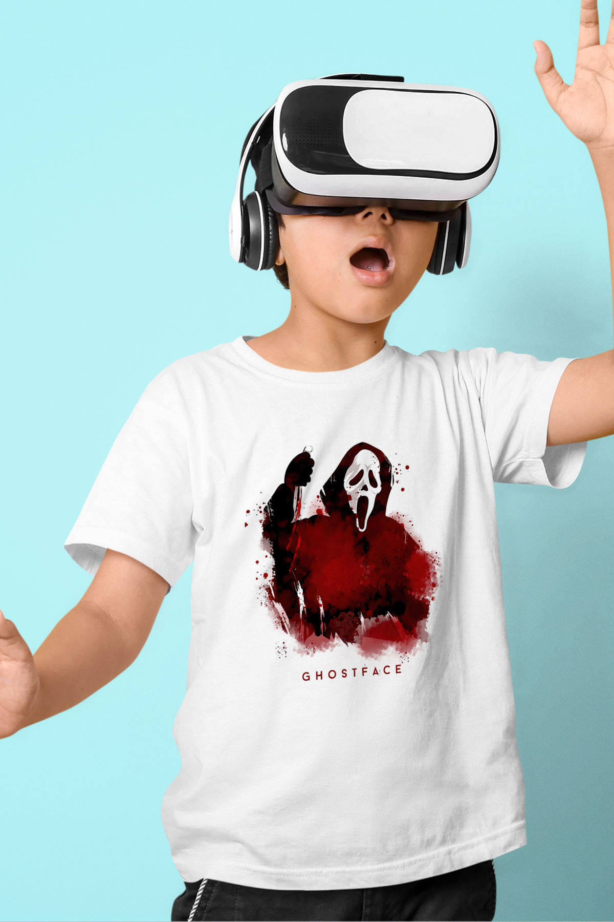 Scream Baskılı Unisex Beyaz  Çocuk Tişört