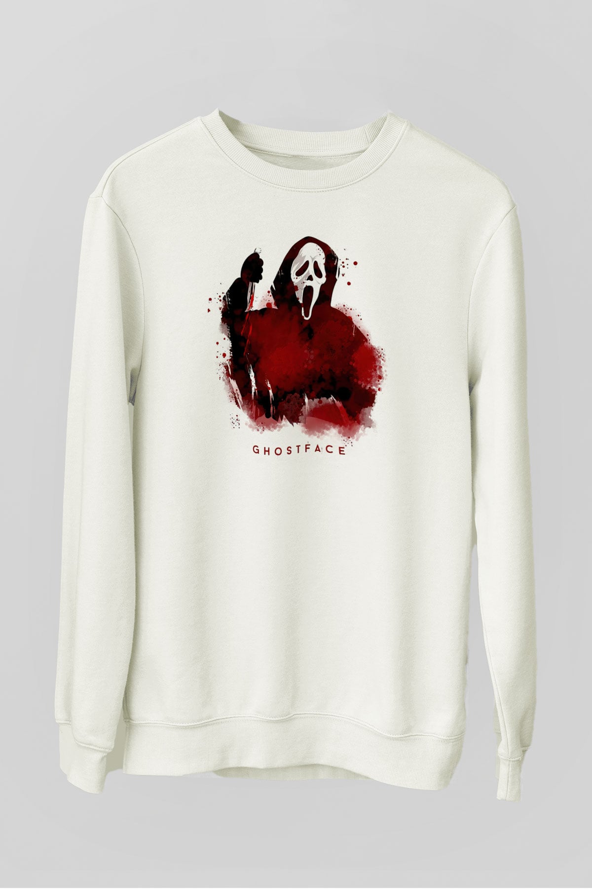 Scream Baskılı Unisex Beyaz  Sweatshirt