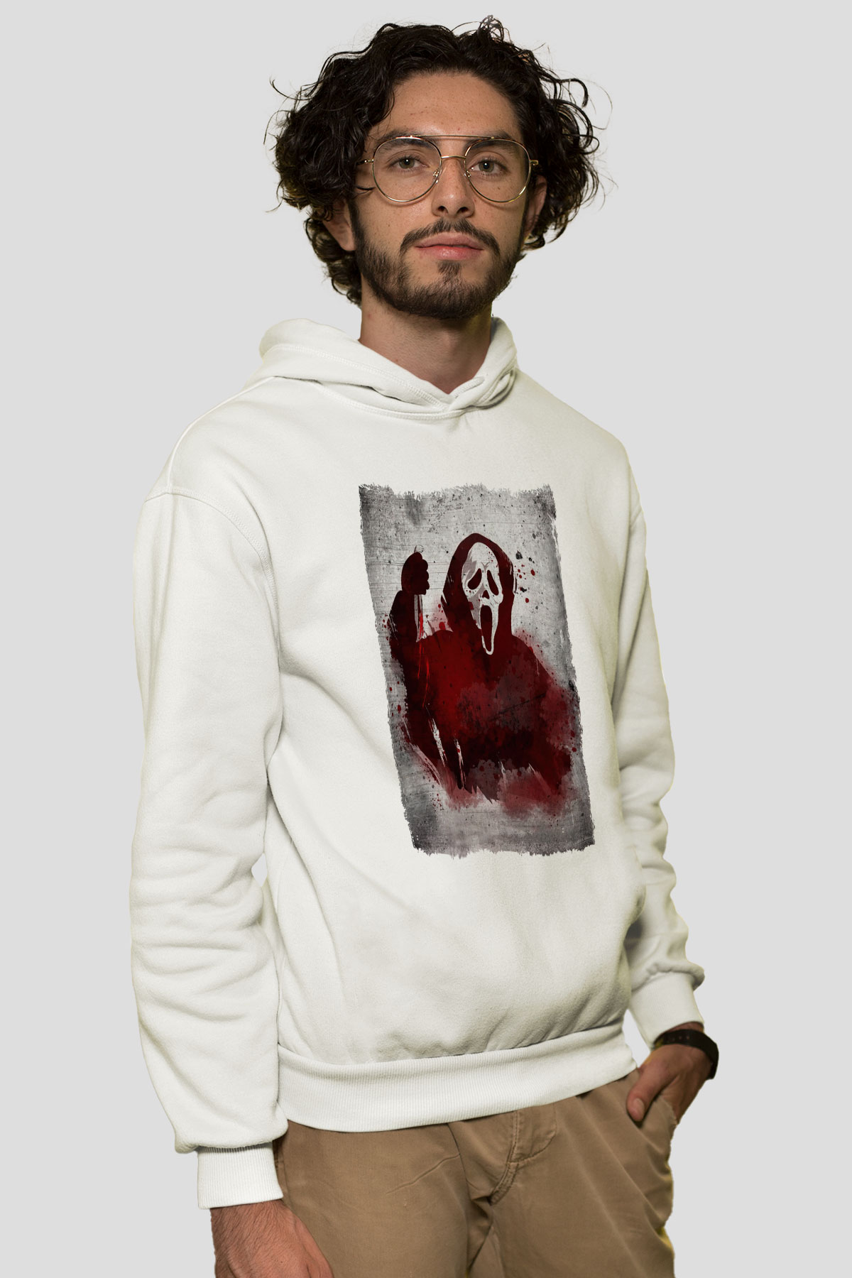Scream Beyaz Unisex Hoodie