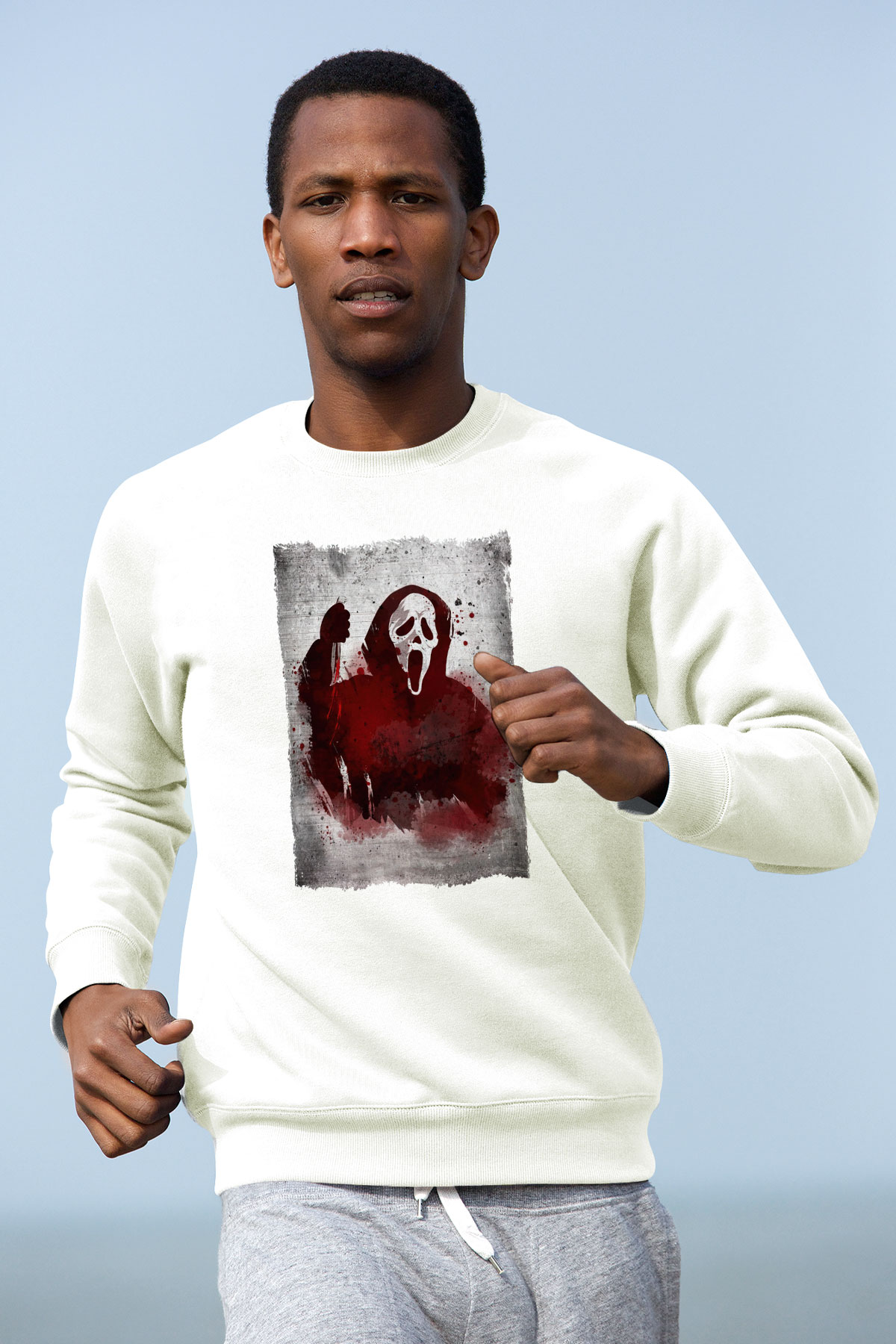 Scream Beyaz Unisex Sweatshirt
