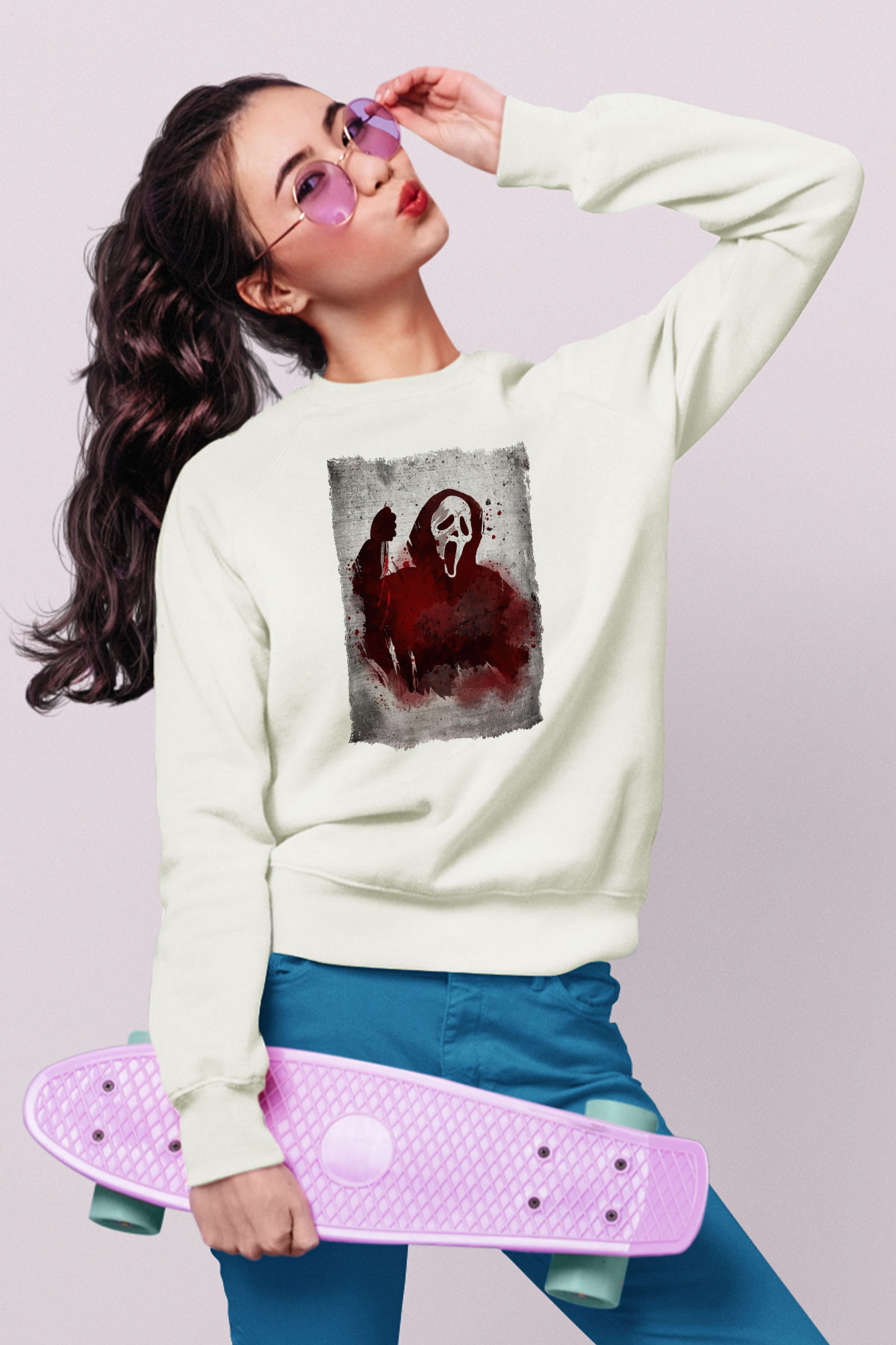 Scream Beyaz Unisex Sweatshirt