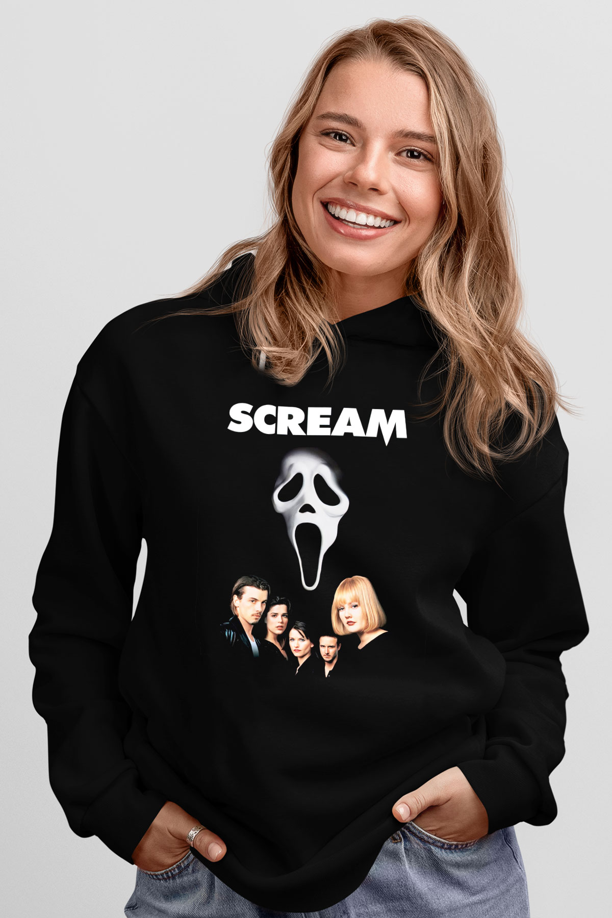 Scream Siyah Unisex Kapşonlu Sweatshirt