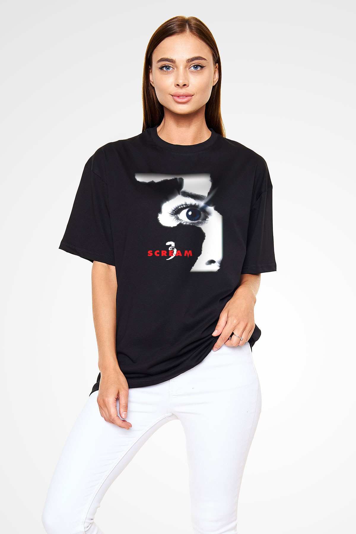Scream Siyah Unisex Oversize Tişört T-Shirt