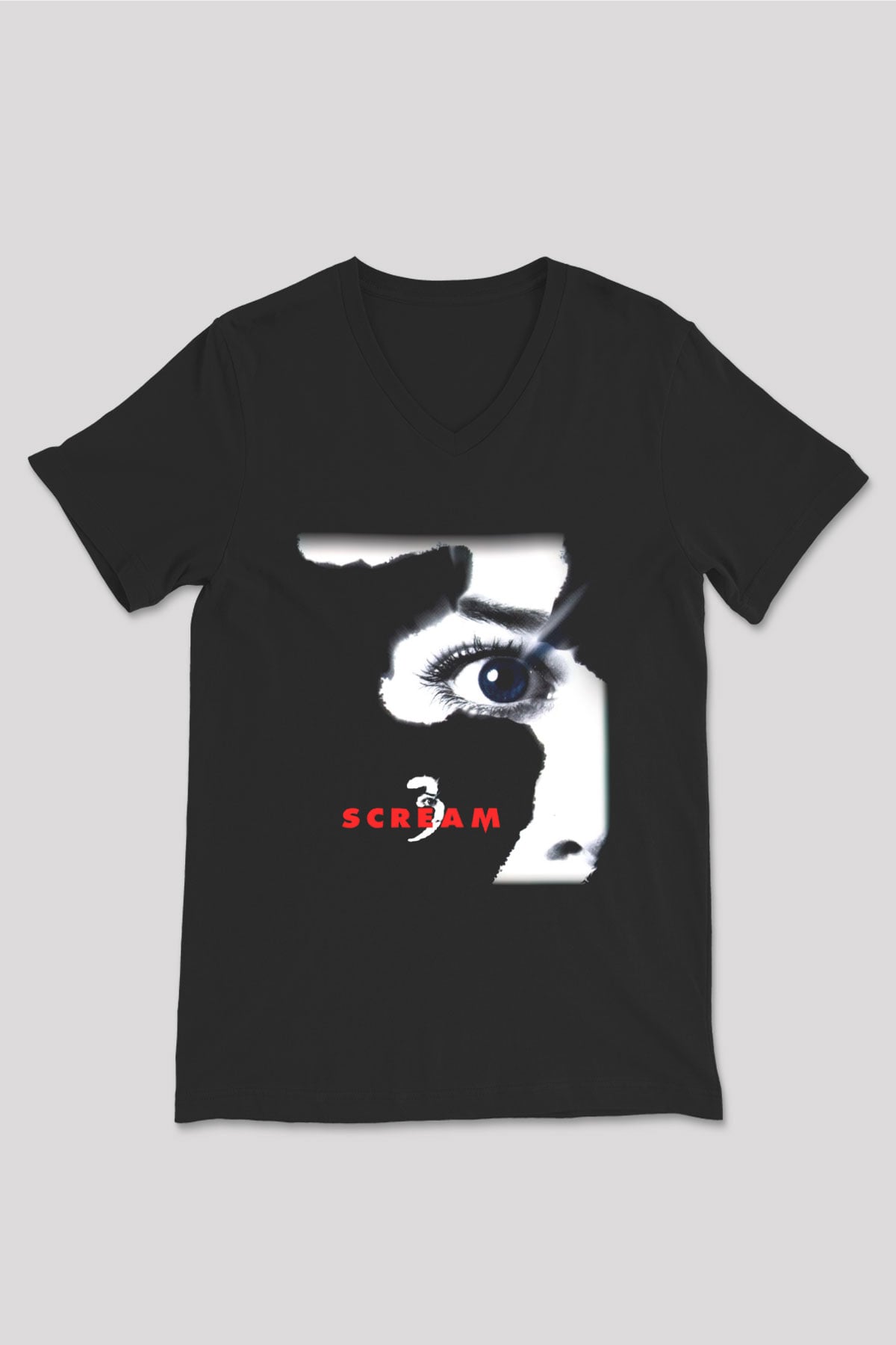Scream Siyah Unisex V Yaka Tişört T-Shirt