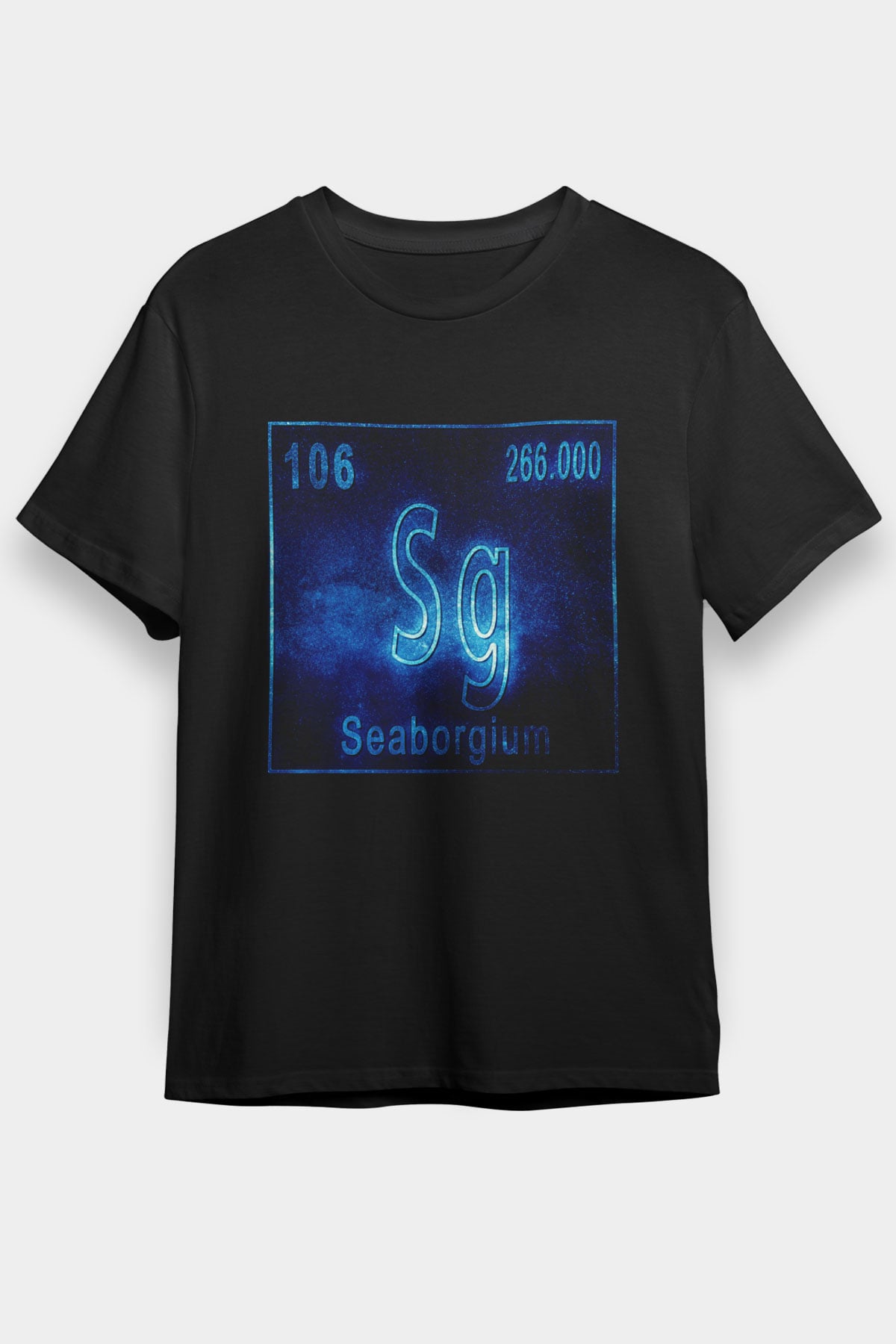 Seaborgiyum Atom Numarası Baskılı Unisex Siyah Tişört