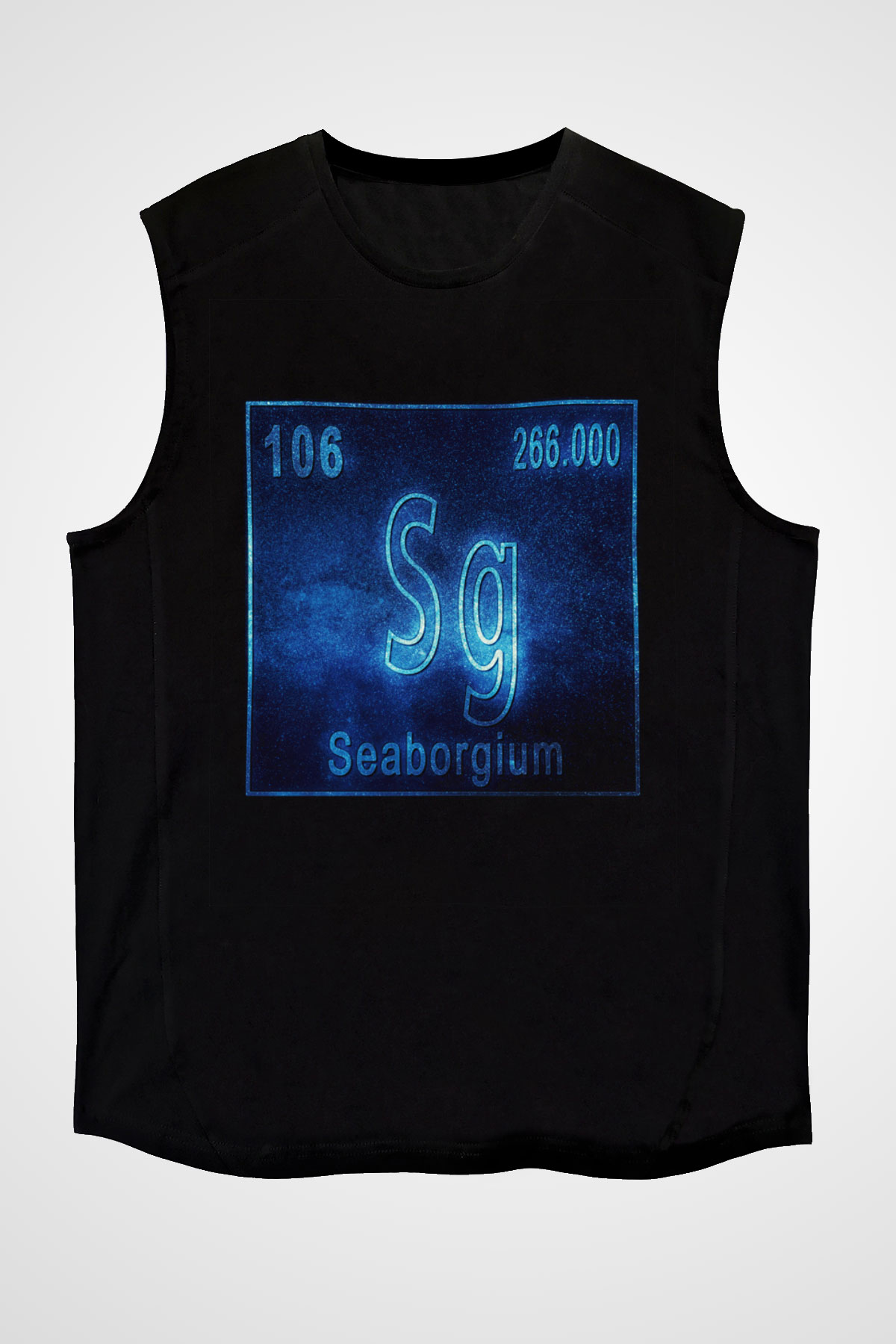Seaborgiyum Atom Numarası Baskılı Unisex Siyah Kolsuz Tişört
