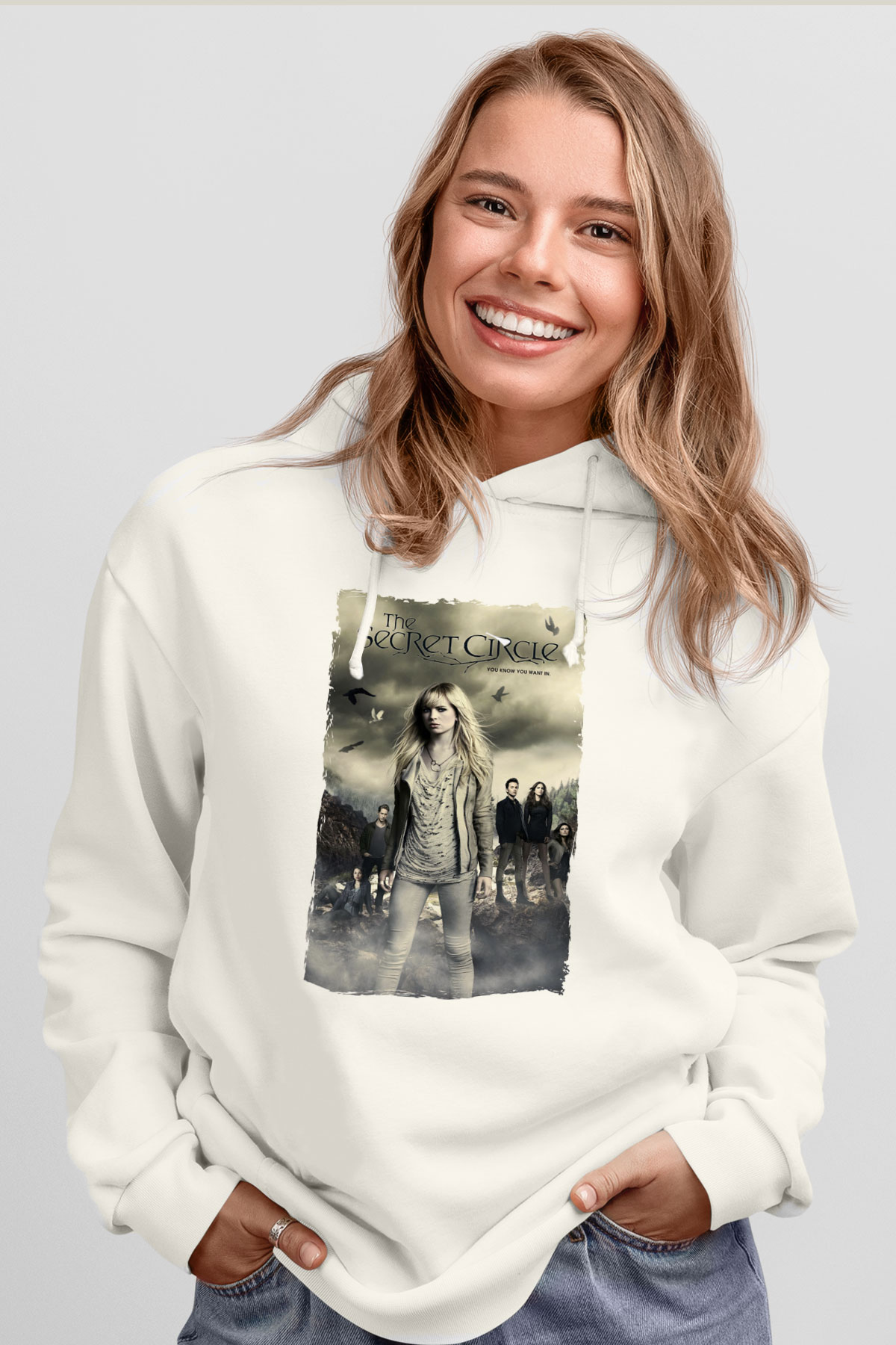 Secret Circle Beyaz Unisex Hoodie
