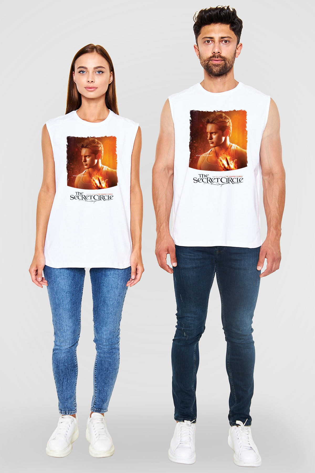Secret Circle Beyaz Unisex Kolsuz Tişört