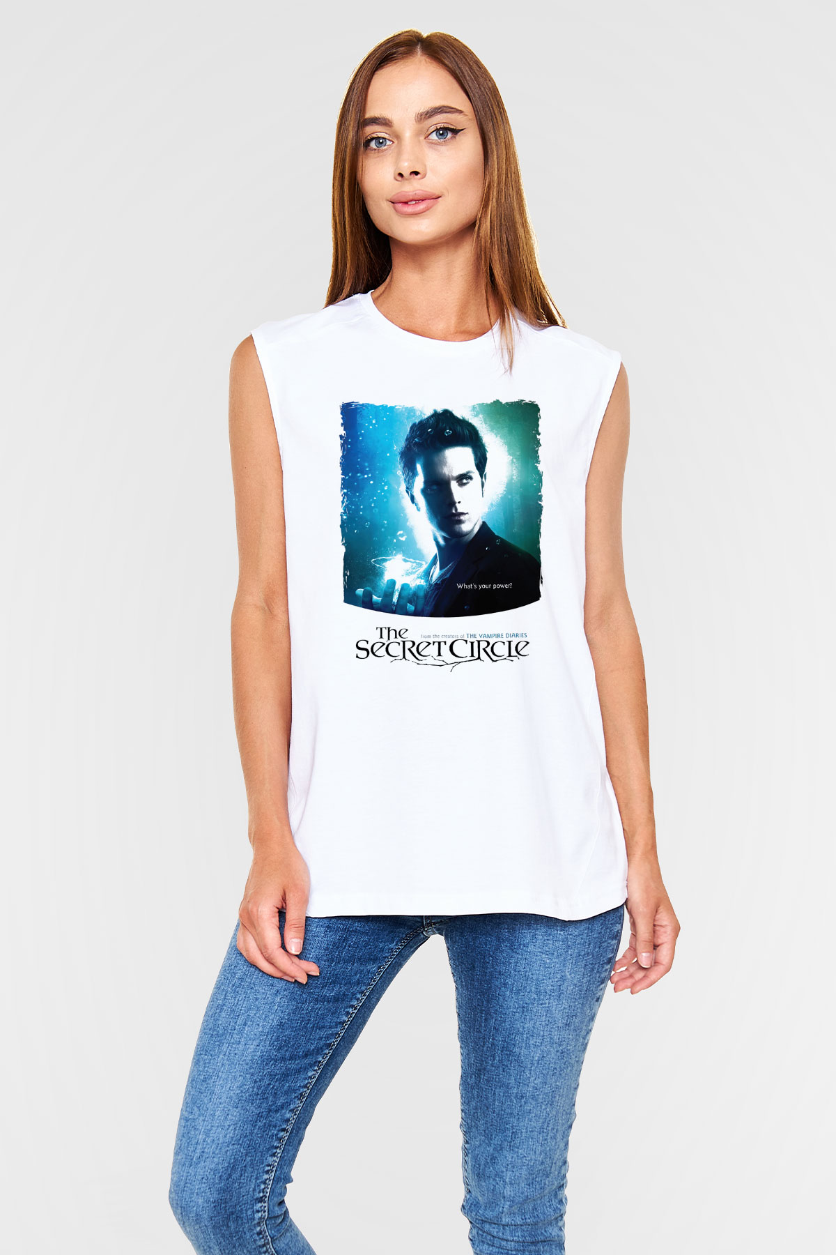 Secret Circle Beyaz Unisex Kolsuz Tişört