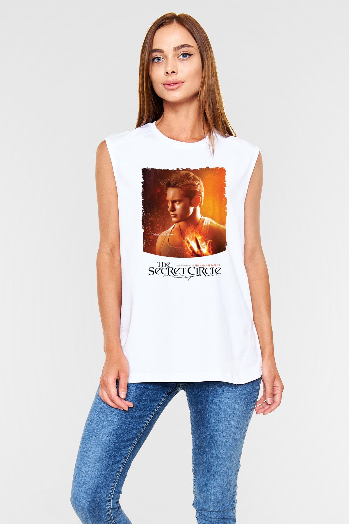 Secret Circle Beyaz Unisex Kolsuz Tişört