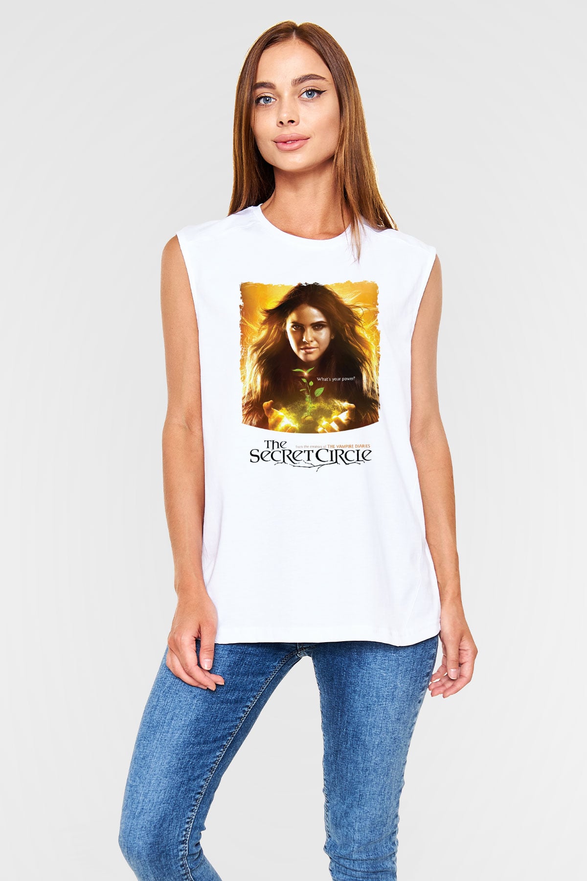 Secret Circle Beyaz Unisex Kolsuz Tişört