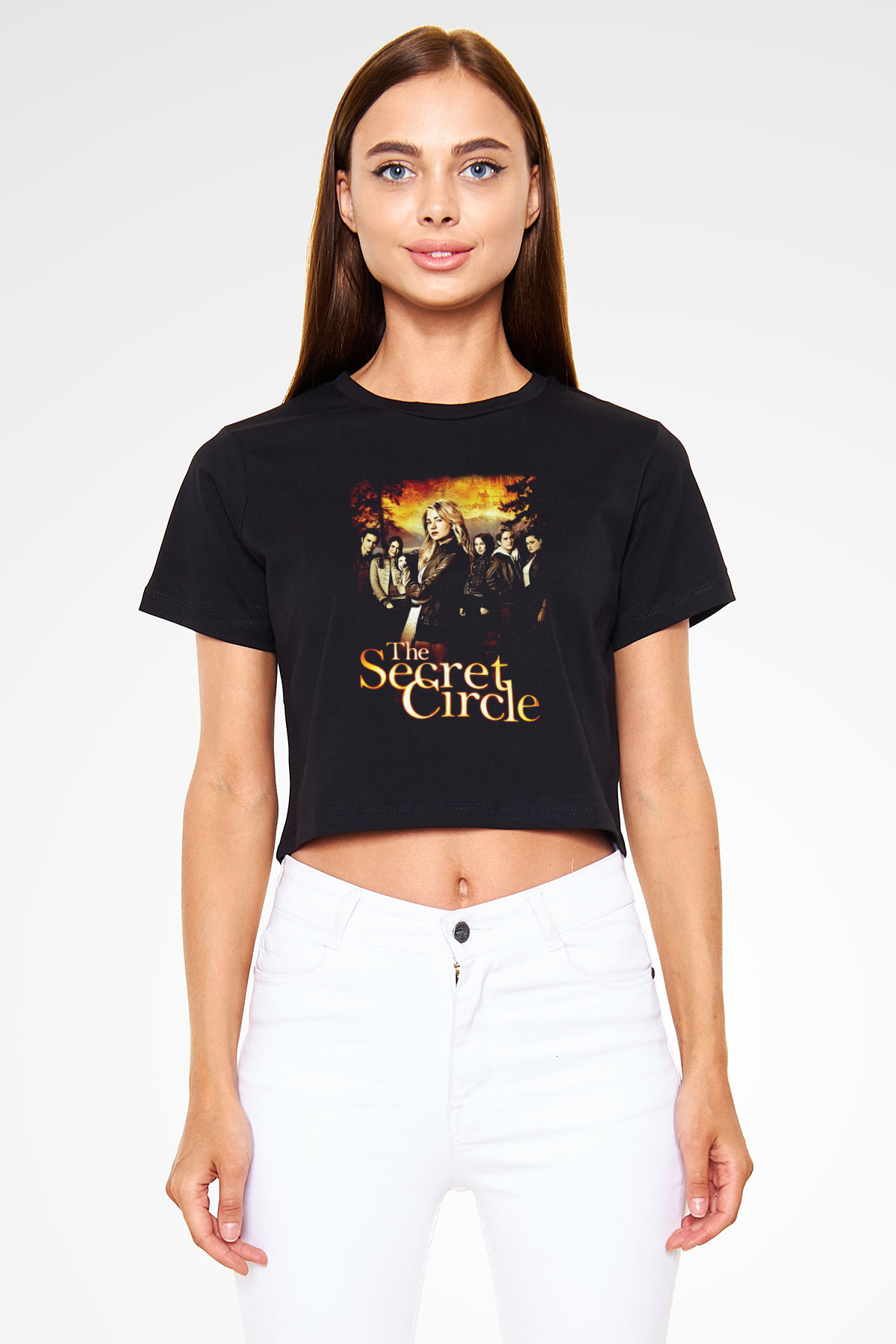 Secret Circle Siyah  Crop Top Tişört
