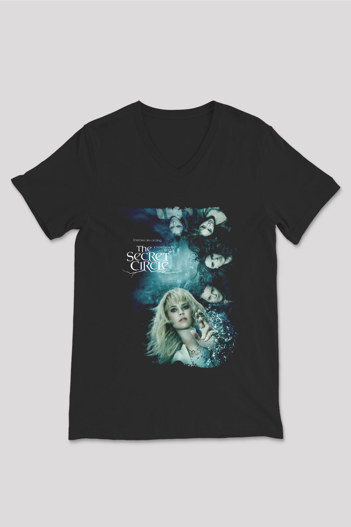 Secret Circle Siyah Unisex V Yaka Tişört
