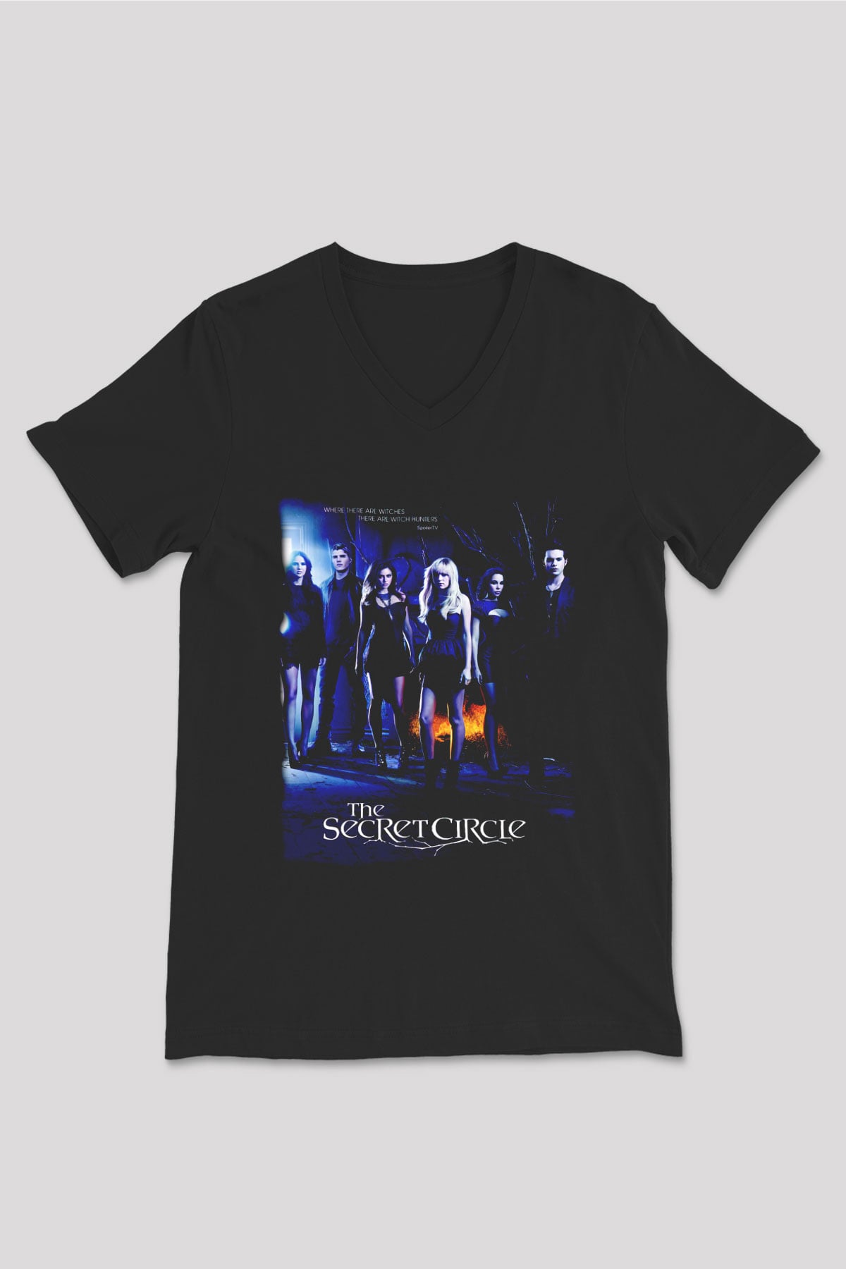 Secret Circle Siyah Unisex V Yaka Tişört
