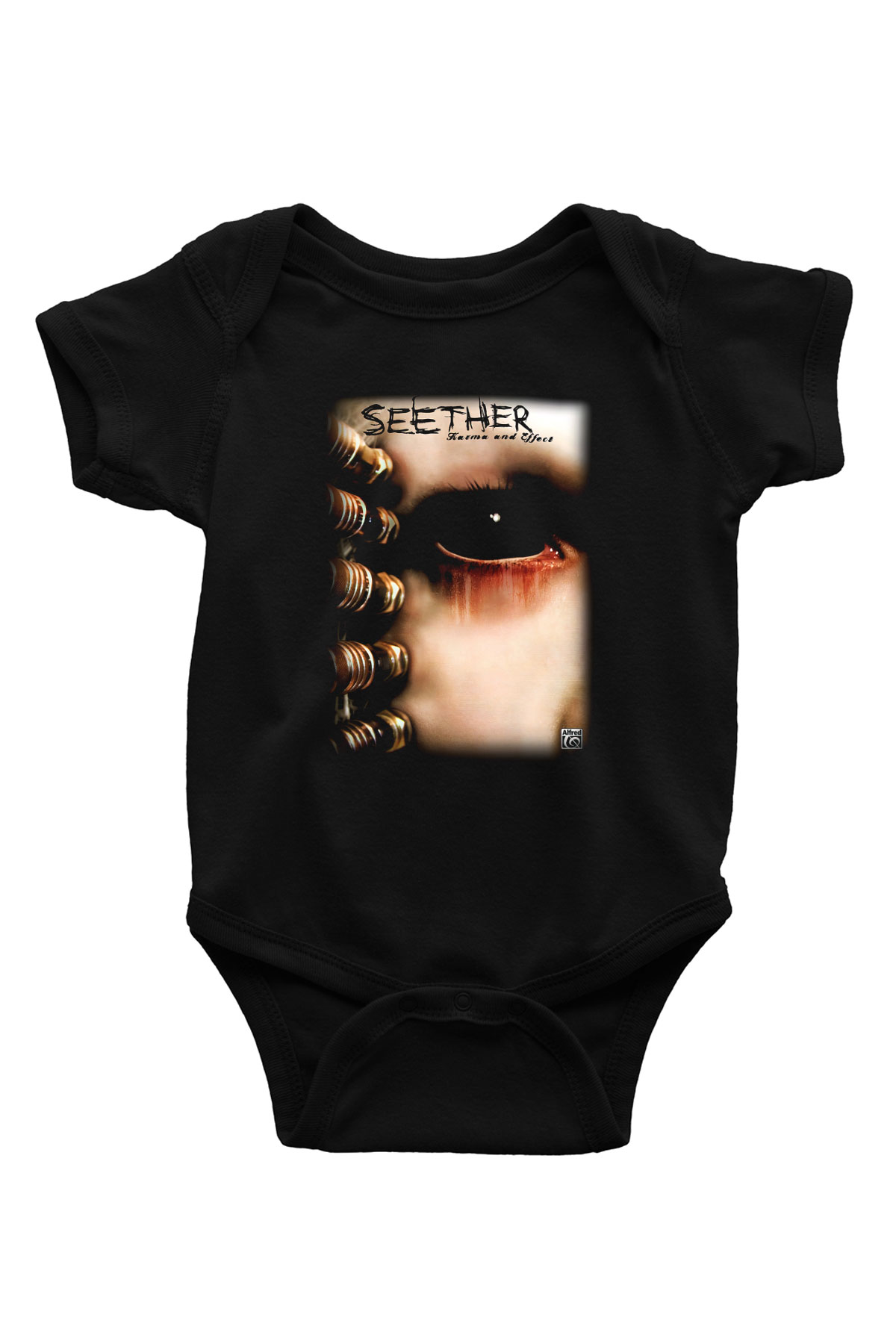Seether Baskılı Siyah Bebek Body - Zıbın