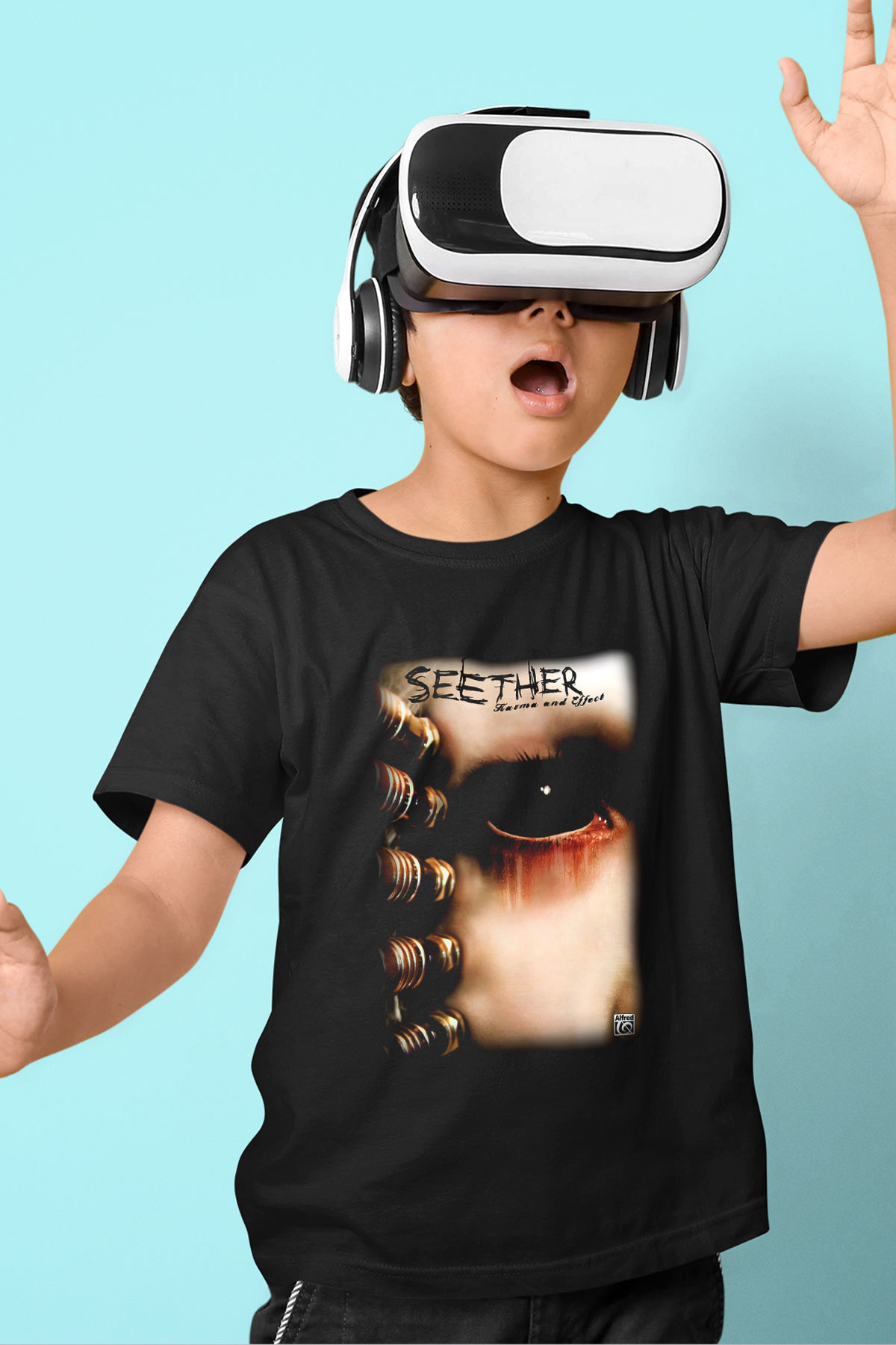 Seether Baskılı Siyah Unisex Çocuk Tişört