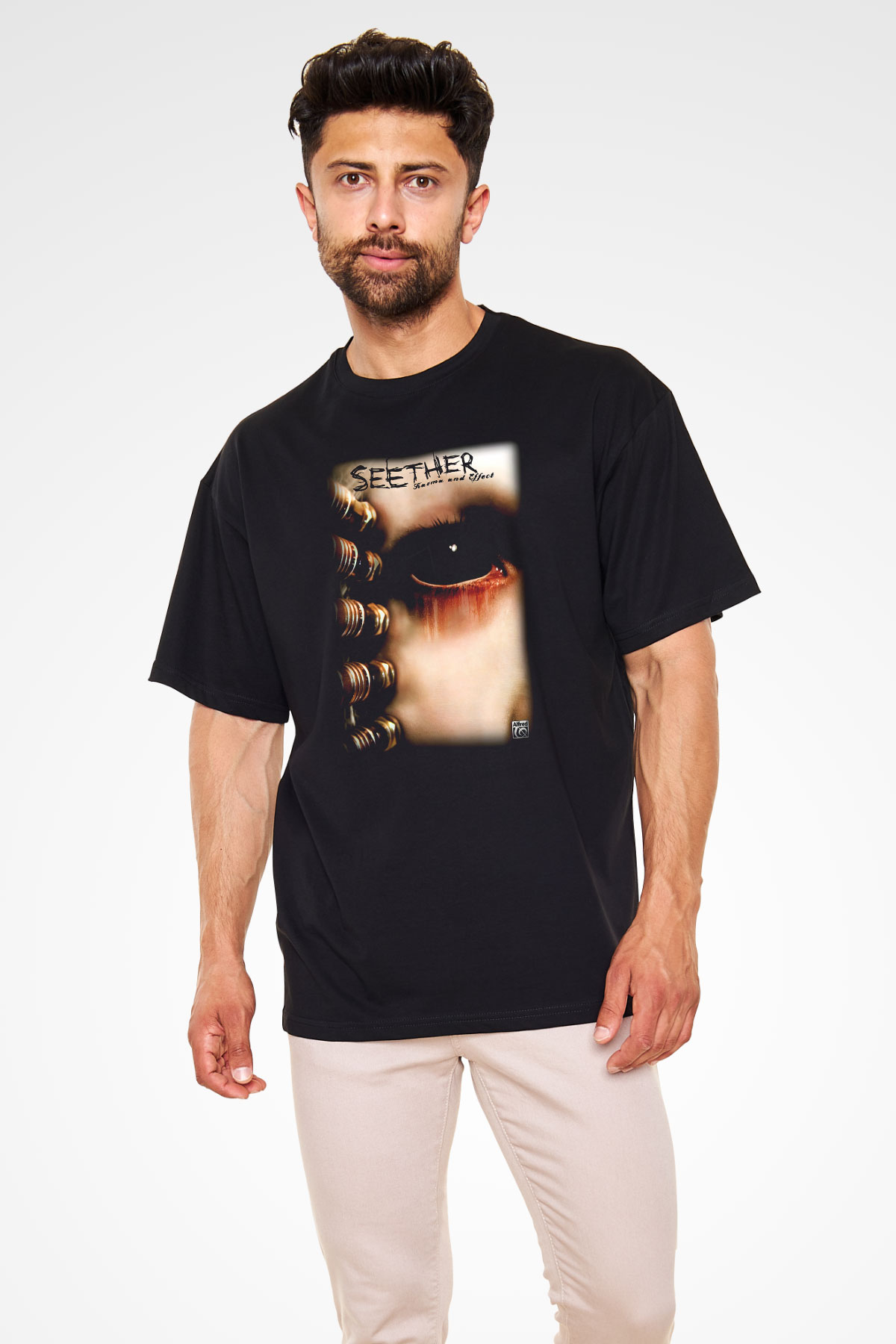 Seether Siyah Unisex Oversize Tişört T-Shirt