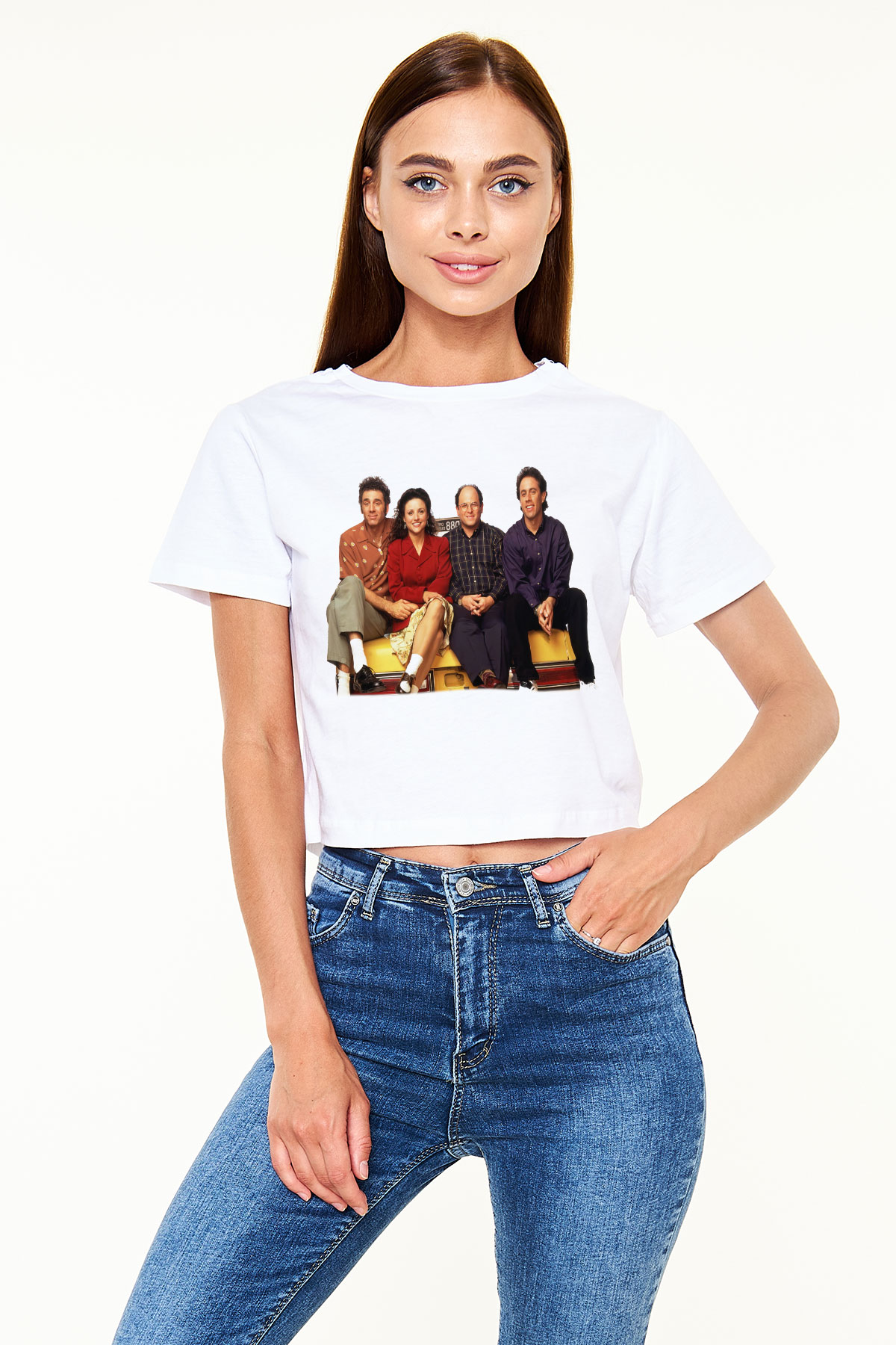 Seinfeld Beyaz Croptop Tişört