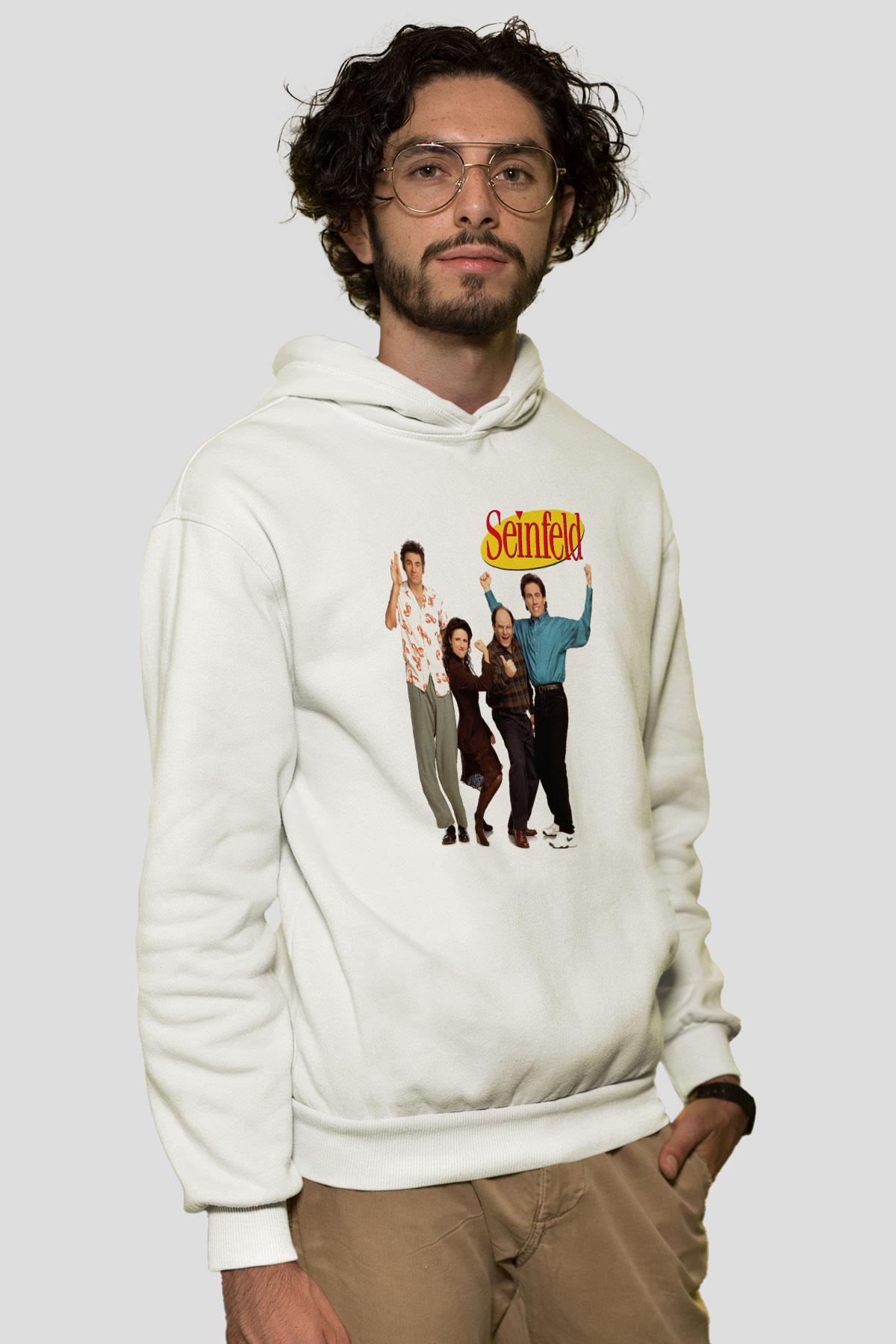 Seinfeld Beyaz Unisex Kapşonlu Sweatshirt