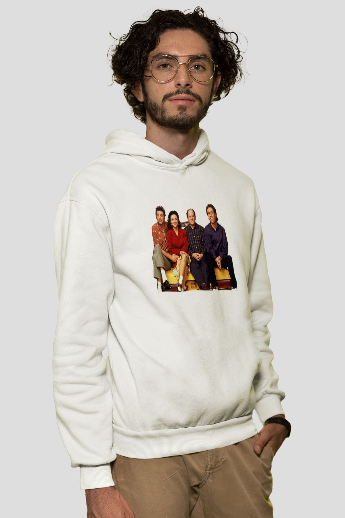 Seinfeld Beyaz Unisex Kapşonlu Sweatshirt