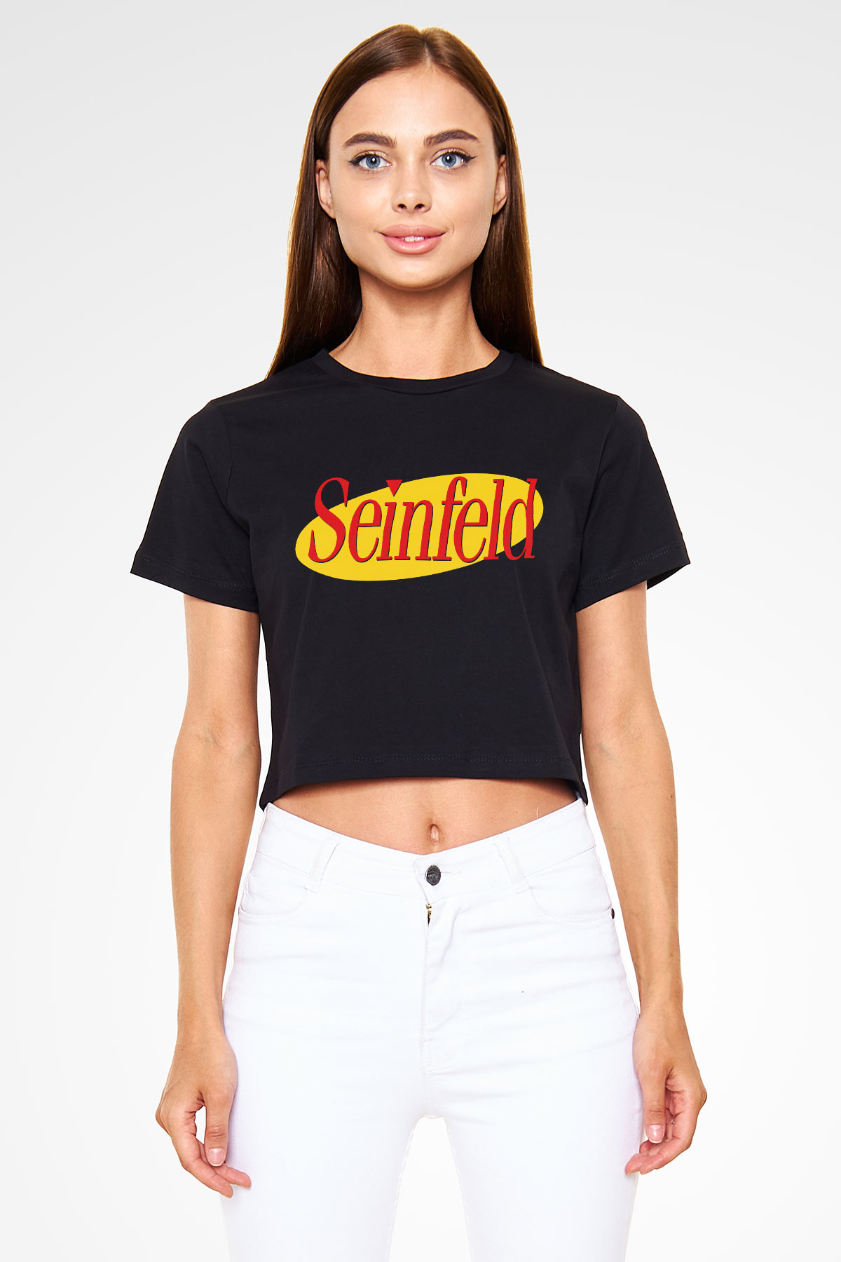 Seinfeld Siyah Crop Top Tişört